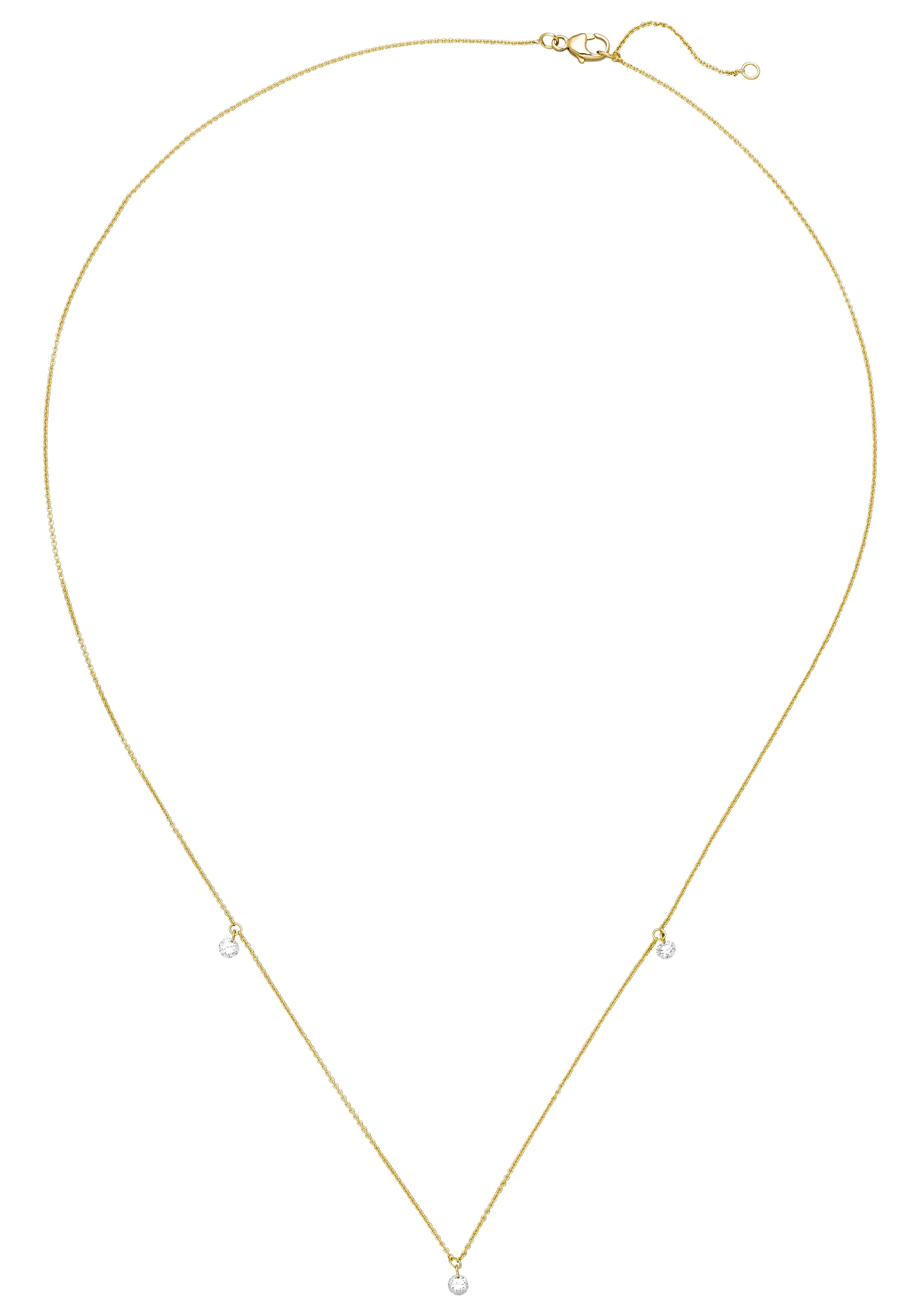 JOBO Collier »Kette mit kleinen Diamantanhängern« 750 Gold mit 3 Diamanten 45 cm