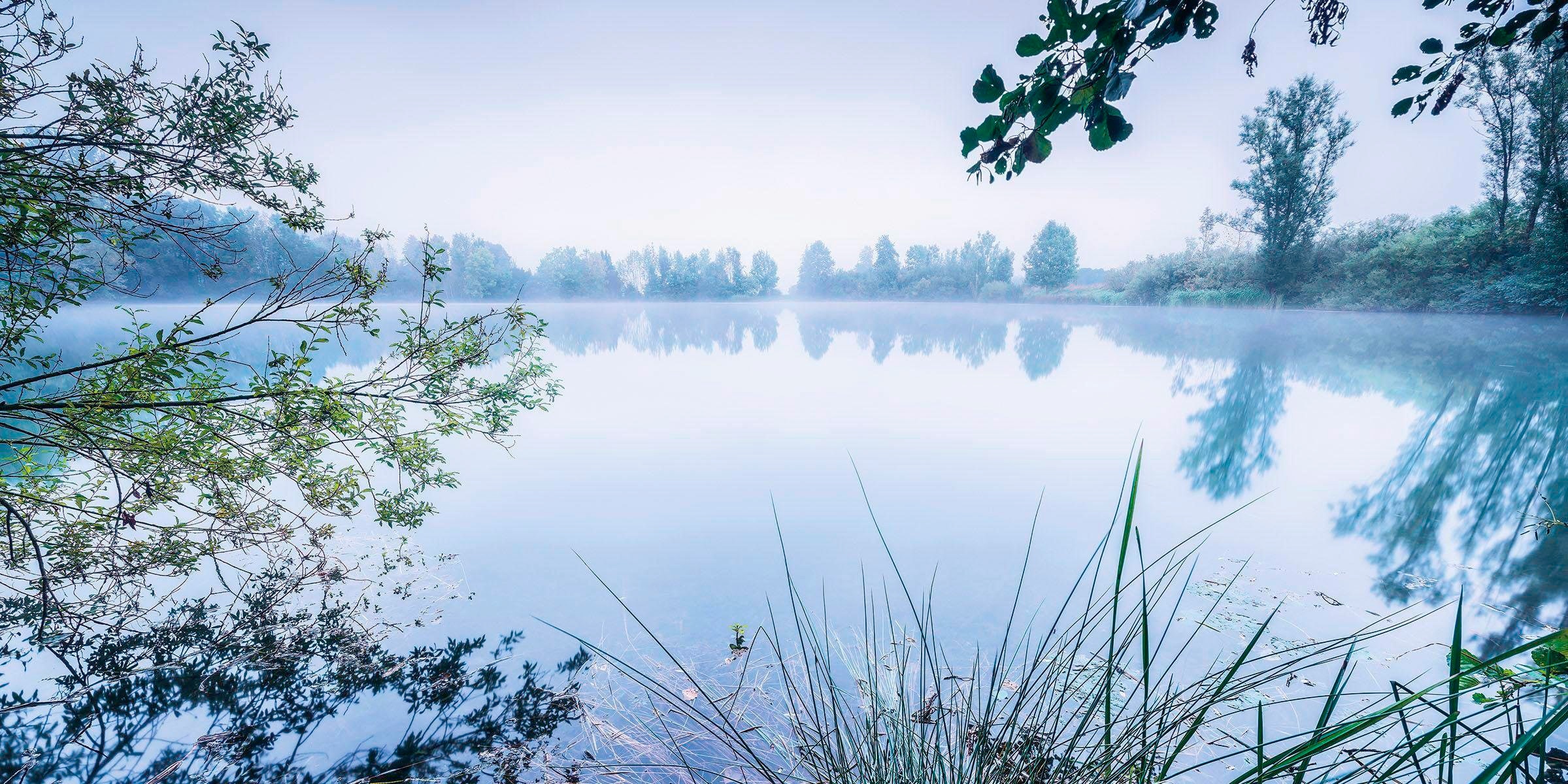 KOMAR Vliestapete "Digitaldruck Vlies - Morning View - Größe 200 x 100 cm", B/L: 200mm x 100mm, Rollen:, blau, Wohnzimmer, Tapeten, Wohnzimmer,