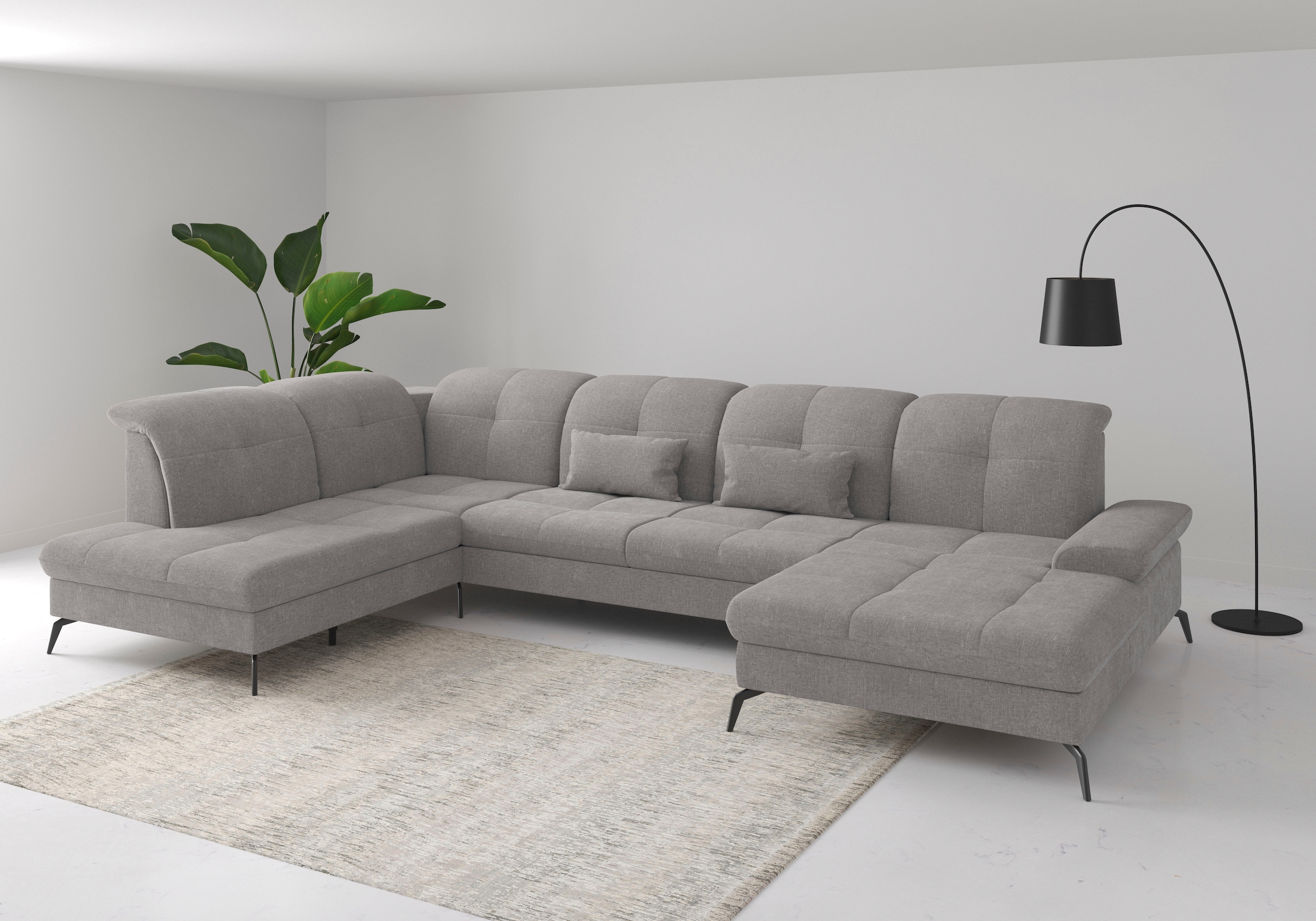 sit&more Wohnlandschaft "Amica, U-Form, inkl. Sitztiefenverstellung und Armteilverstellung" wahlweise mit Kopfteilverstellung, Schlaffunktion und Bettkasten