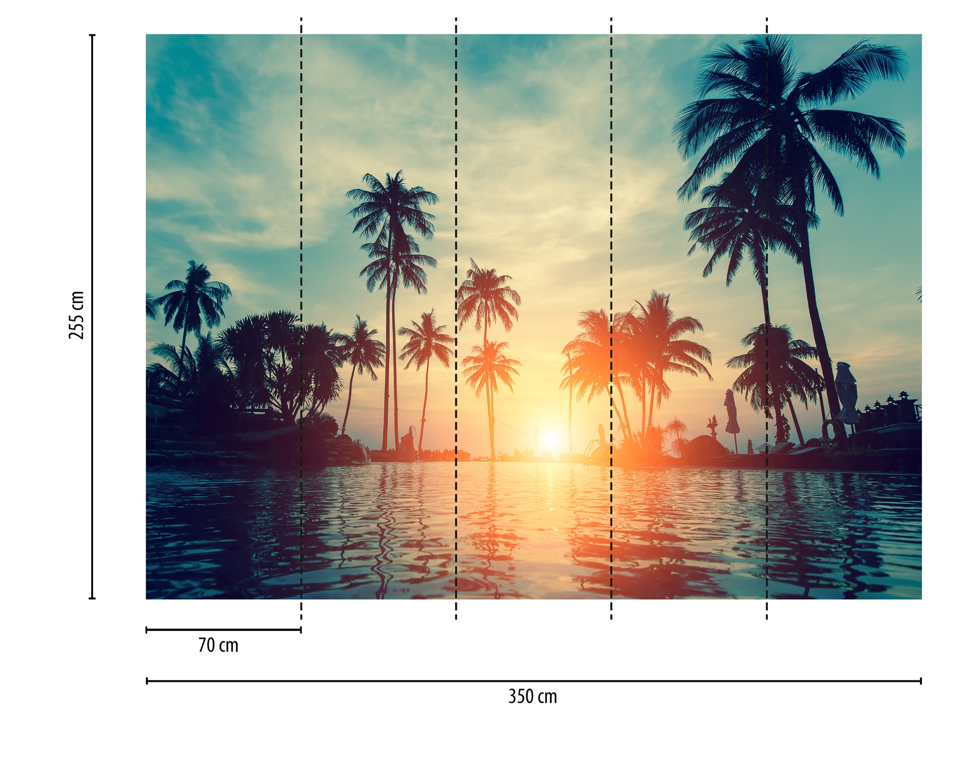 A.S. Création Vliestapete »Fototapete Palmen Sonnenuntergang am Meer« matt strukturiert