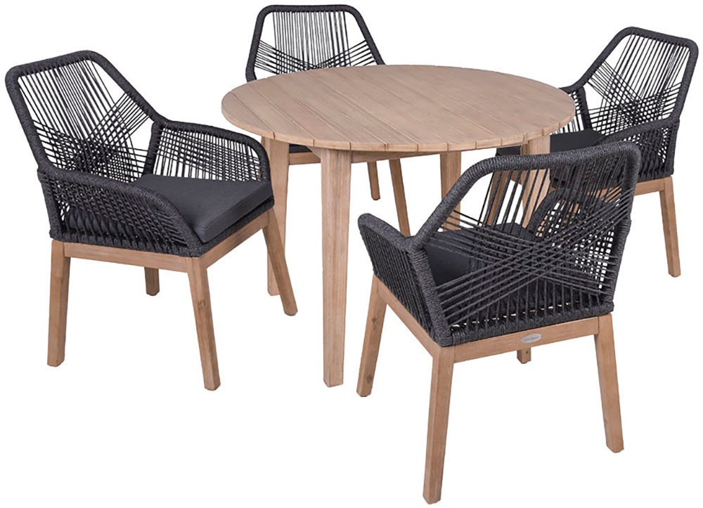 Garten-Essgruppe GARDEN PLEASURE "ARVADA/POMONA Set 1", braun (braun, schwraz), Obermaterial: 100% Polyester, Sitzmöbel-Sets