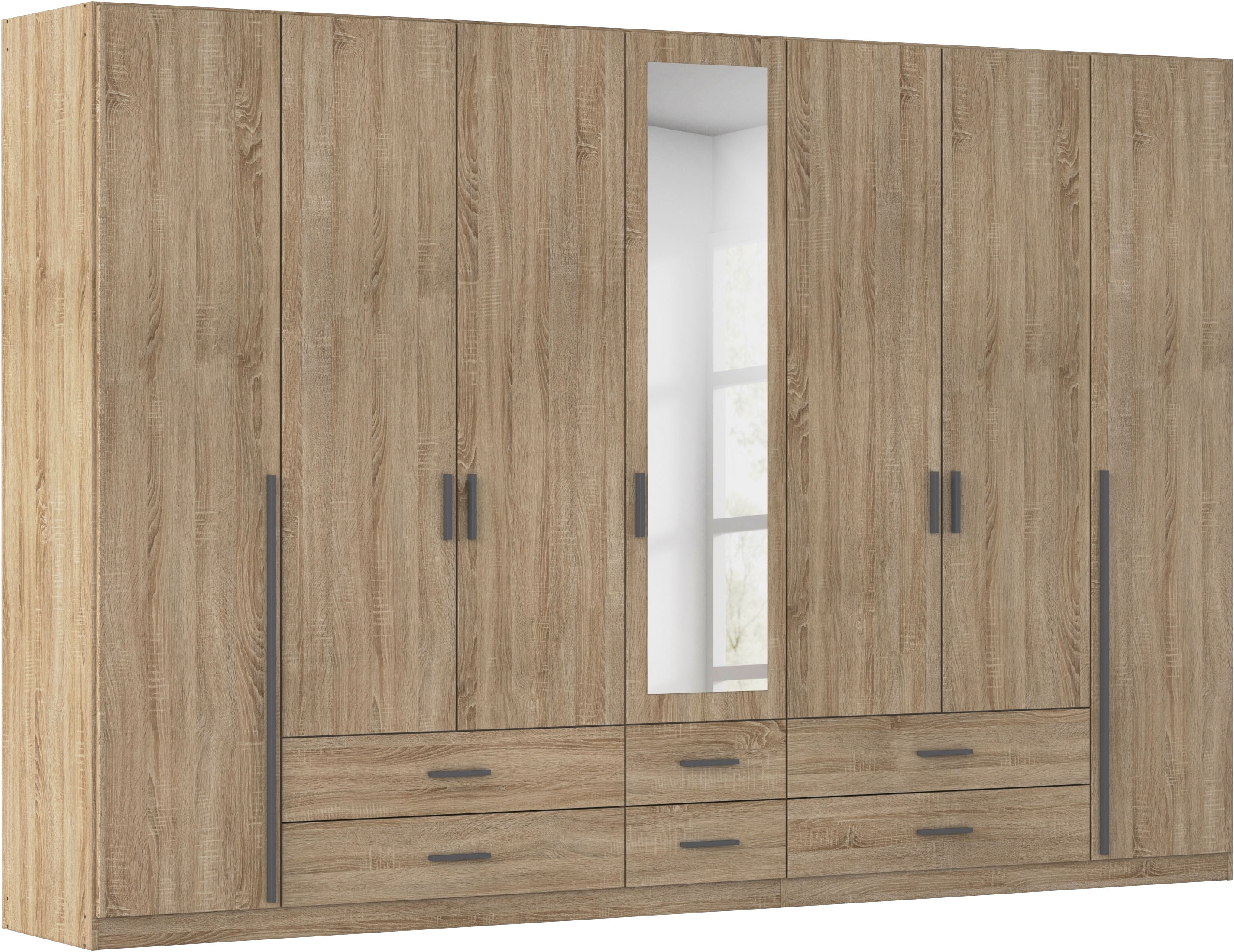 rauch Kleiderschrank "Schrank Garderobe Ankleide GAMMA Breiten 91/136/181/226/271/315/360 cm" in 3 Ausstattungen BASIC/CLASSIC/PREMIUM (inkl. SOFT-CLOSE-Funktion), verschiedene Griff-Varianten, mit Spiegel TOPSELLER MADE IN GERMANY