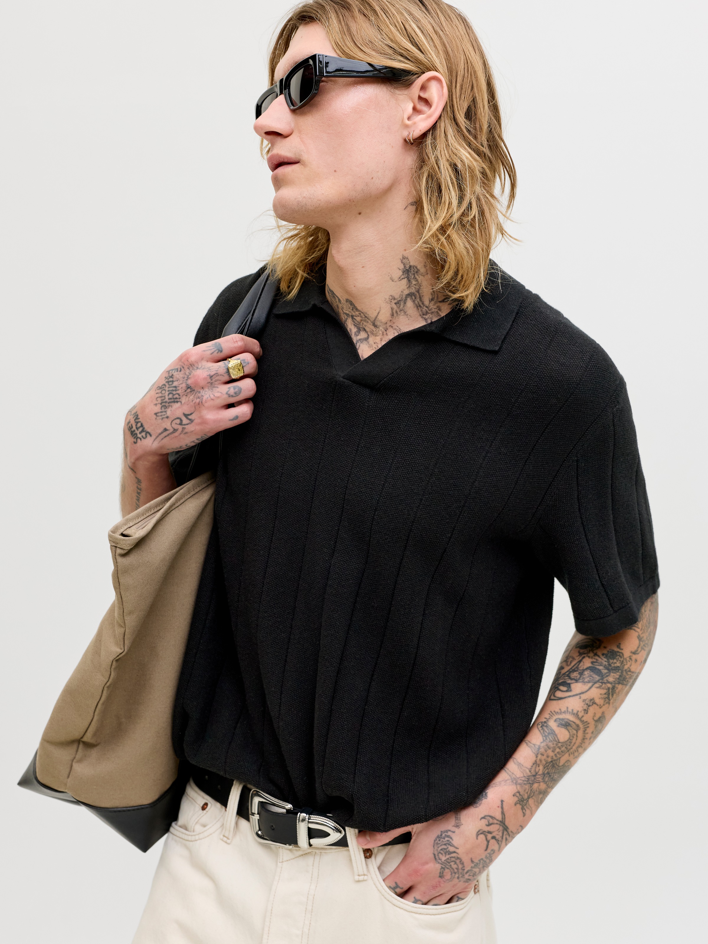 Jack & Jones Polokragenpullover "JJEBRADLEY KNIT SPLIT NECK SS SN" Baumwoll günstig online kaufen