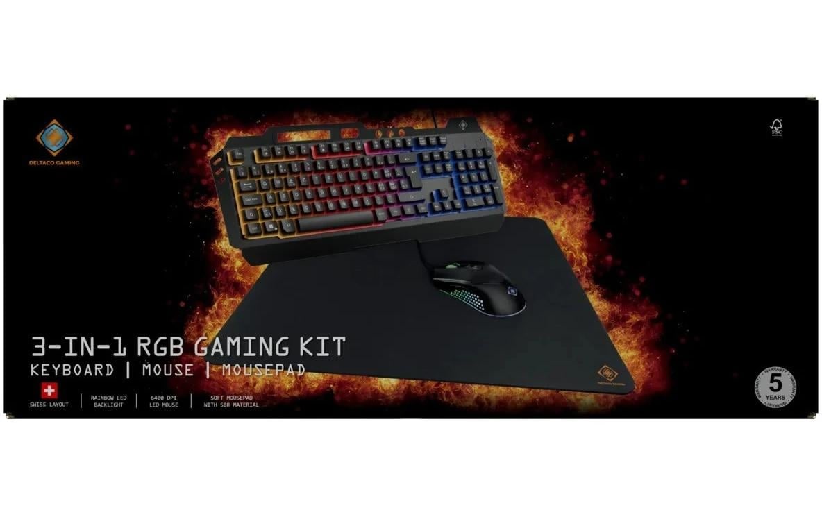 DELTACO Gaming-Tastatur »Set GAM-113 V2 3-in-1 RGB« ()