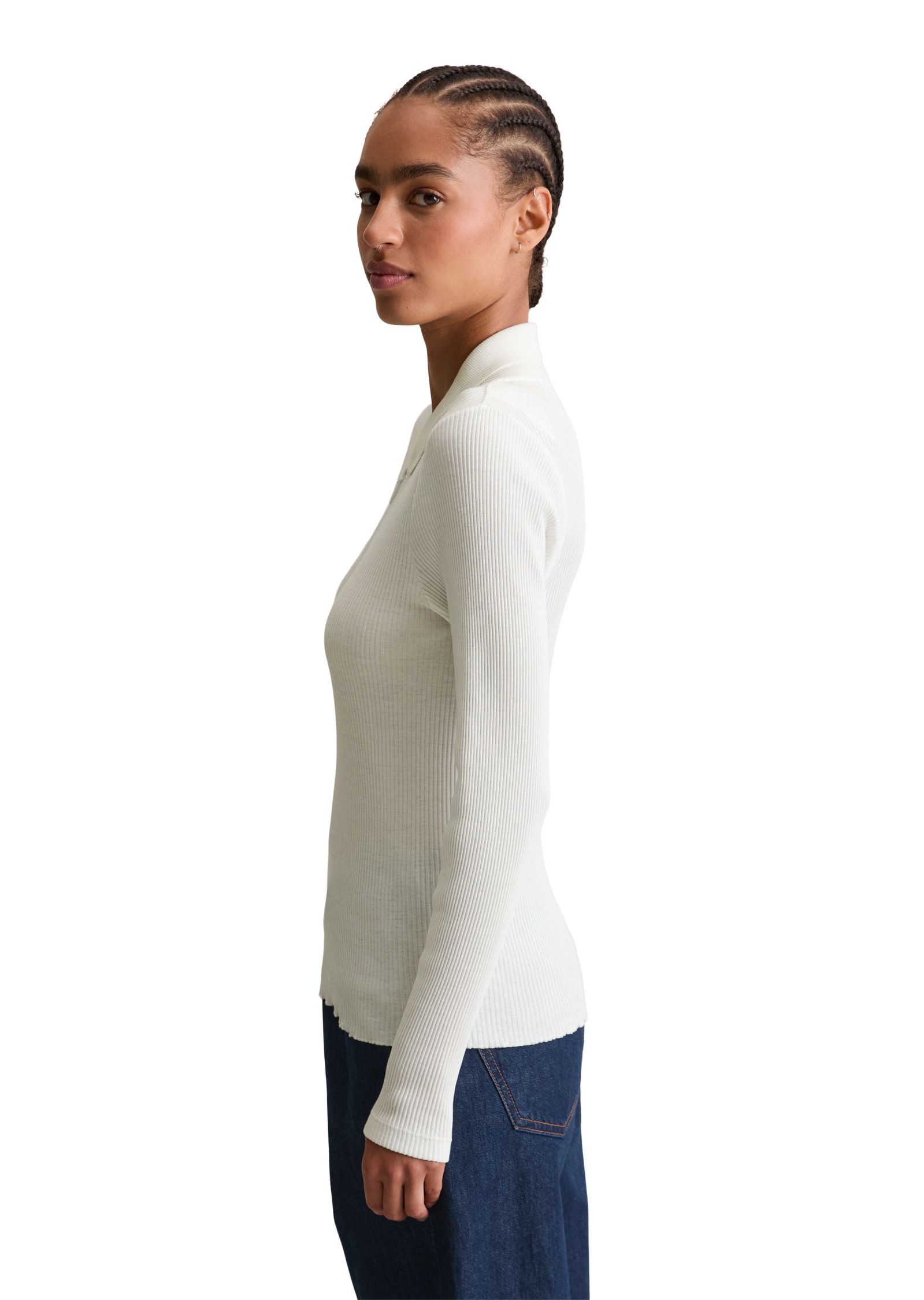 Marc OPolo DENIM Langarm-Poloshirt "aus Organic Cotton-Stretch-Jersey" günstig online kaufen
