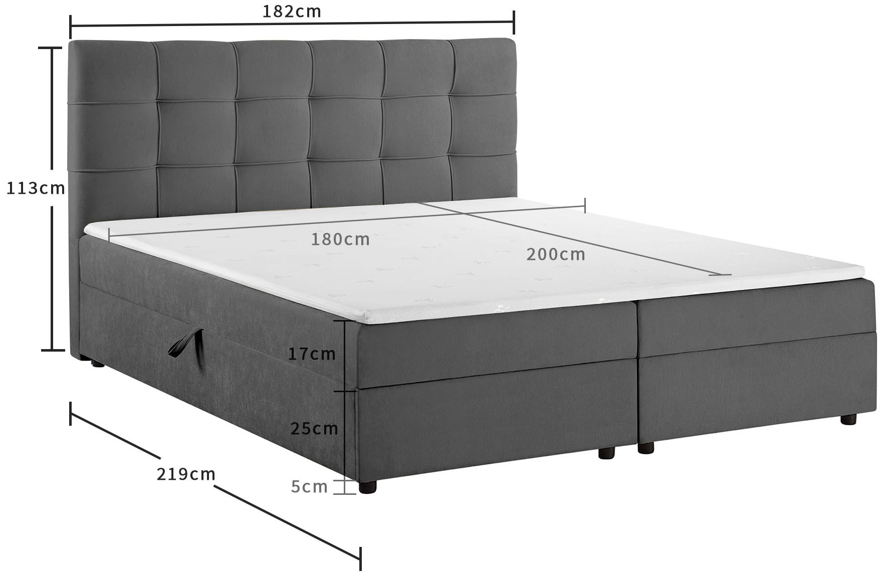 OTTO home Boxbett »Tommes inkl. Bettkasten und Topper, Liegefläche 180x200cm« erhältlich in der Größe 180x200 cm