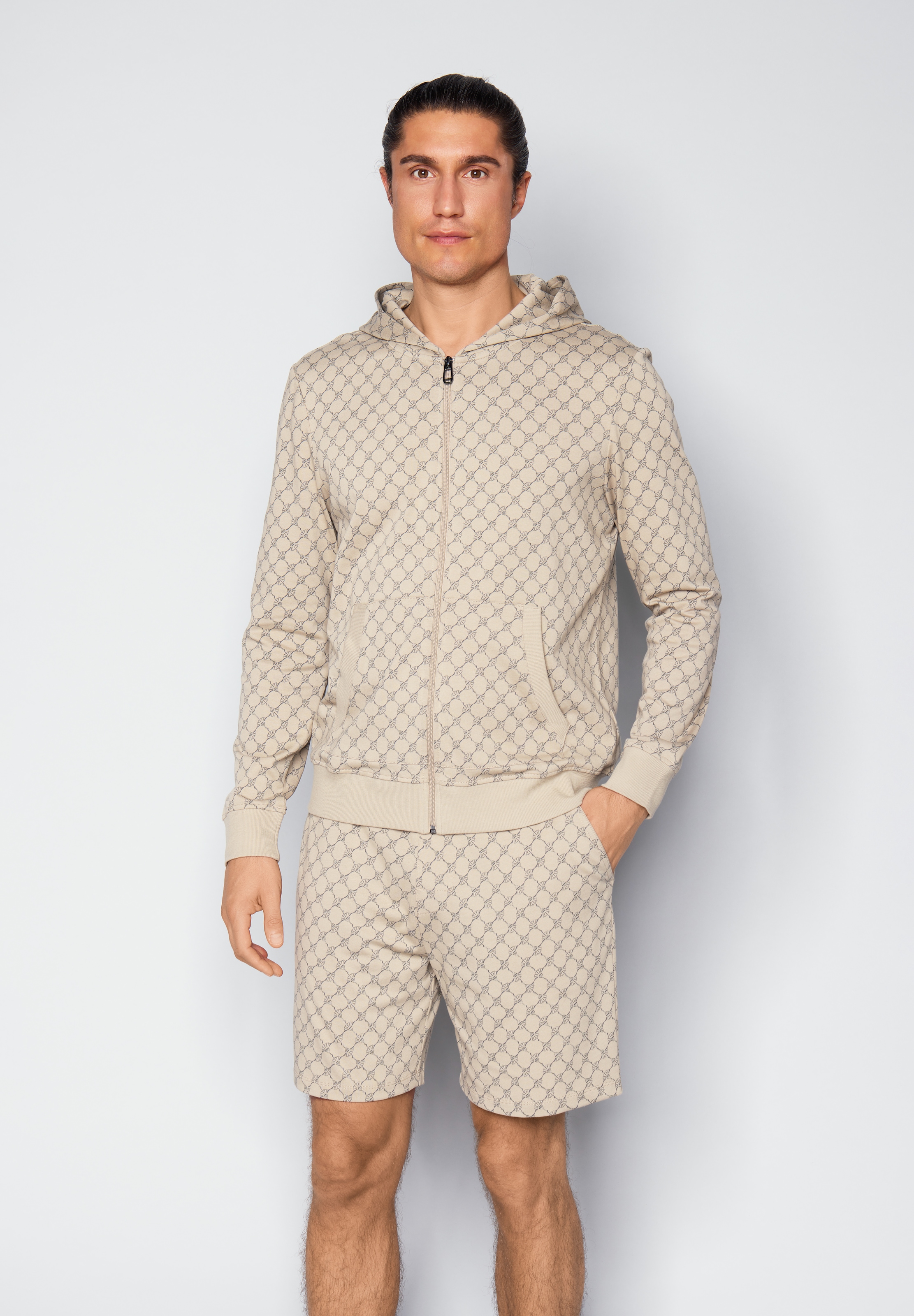 JOOP Sweatjacke mit Cornflower-Print allover und Kapuze günstig online kaufen