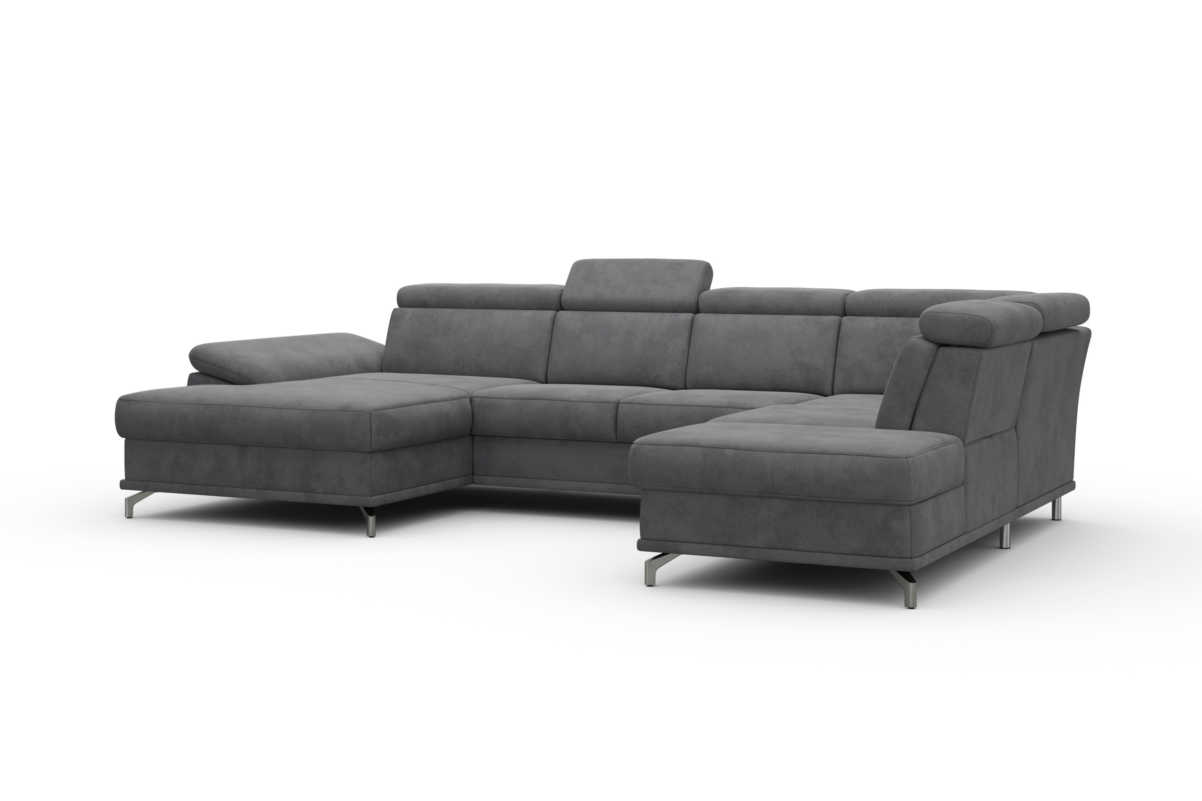 sit&more Wohnlandschaft »Cabrio U-Form, mit Sitztiefenverstellung, Arm- und Kopfteilverstellung«, 3 Nierenkissen, Federkern, optional Bettfunktion und Stauraum