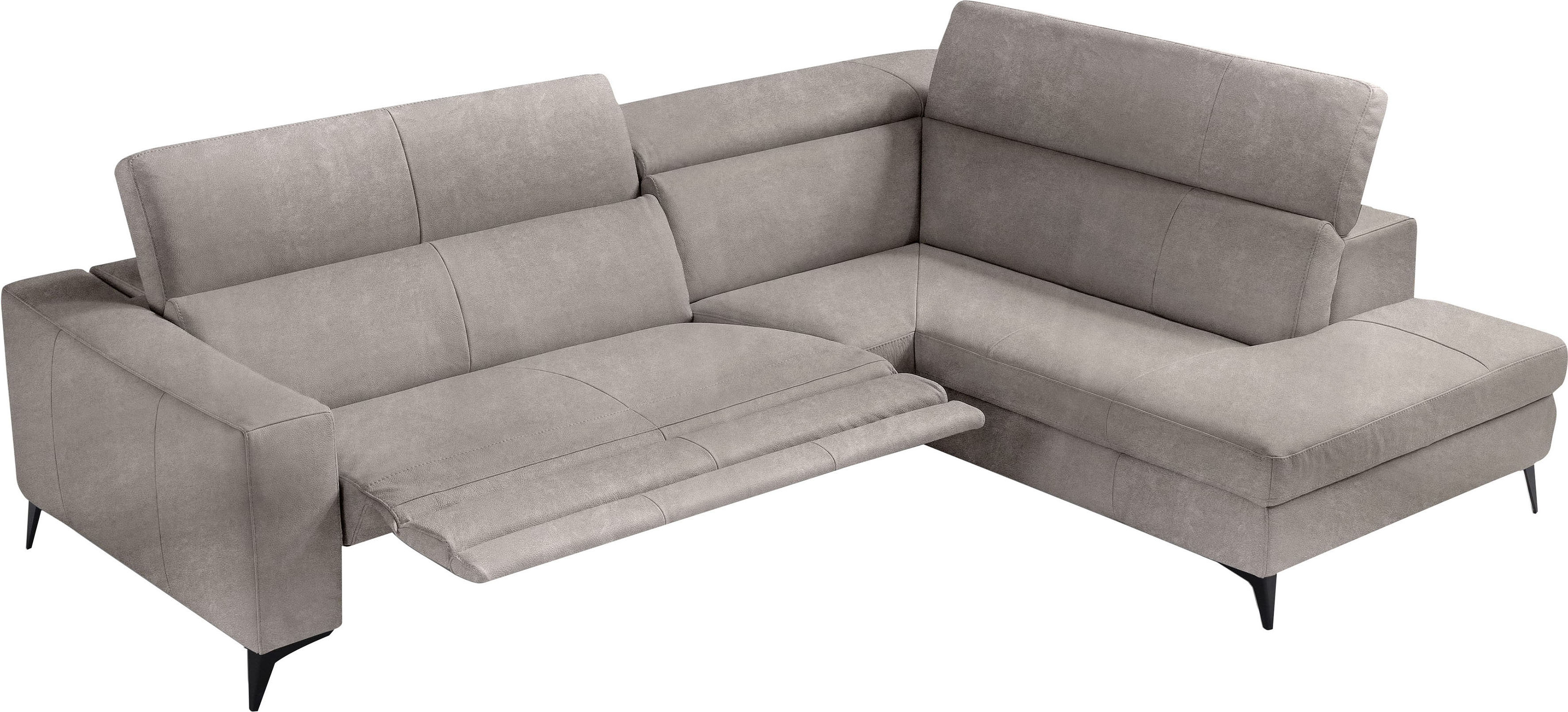 Egoitaliano Ecksofa "Edith, Designsofa mit hohem Sitzkomfort, Breite 269cm, L-Form" inkl. elektrischer Relaxfunktion und manuell verstellbaren Kopfteilen