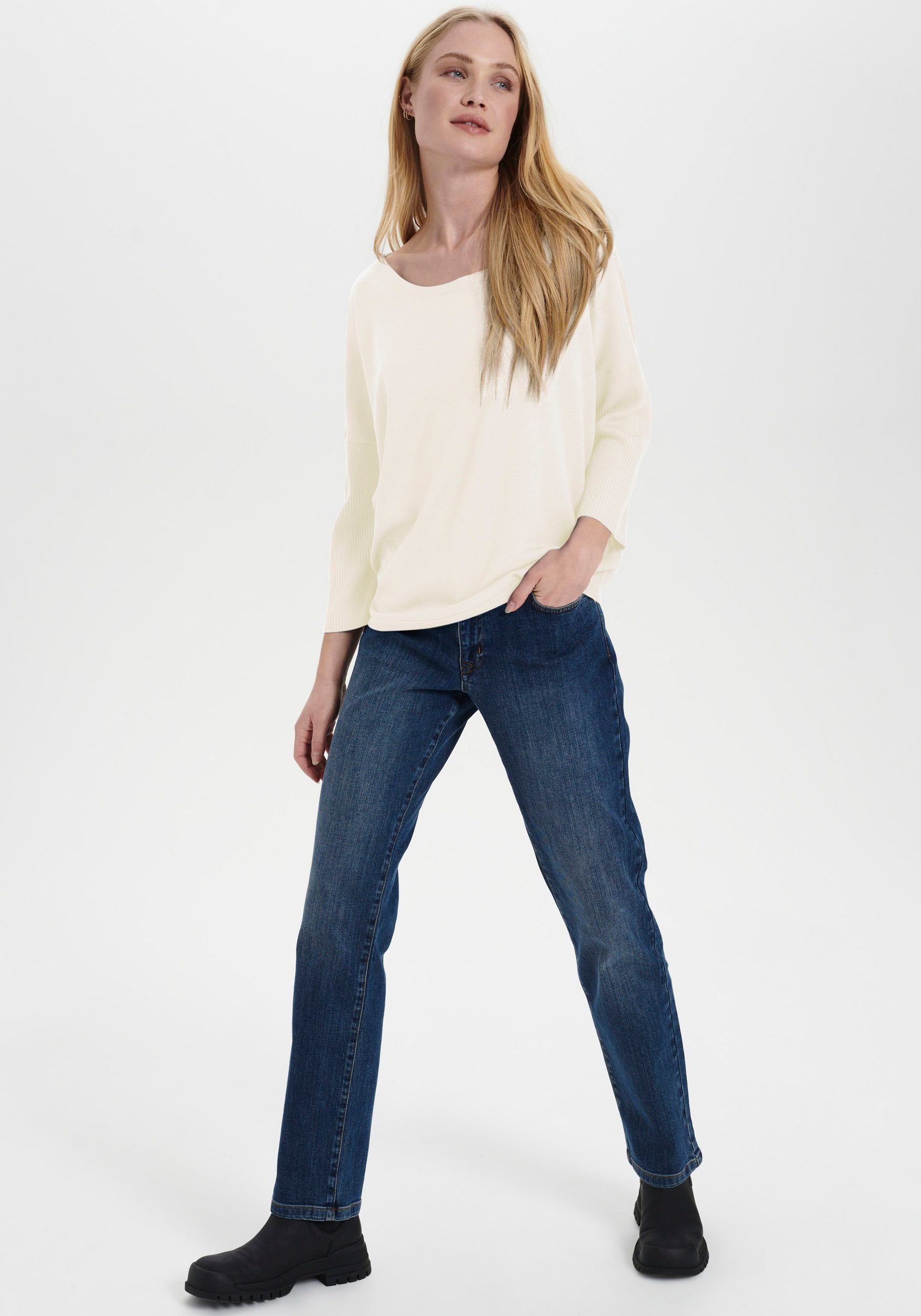 Thumbnail - Saint Tropez Rundhalspullover "A2561, MilaSZ R-Neck" Feinstrick mit Viskose, Casual Fit