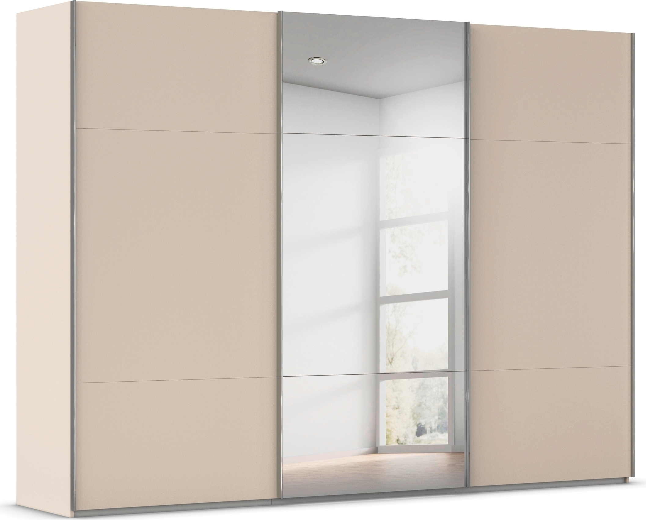 rauch Schwebetürenschrank "Kleiderschrank Schrank Garderobe Schlafzimmerschrank CONTIDO" 3 verschiedene Ausstattungen BASIC/CLASSIC/PREMIUM (inkl. SOFT-CLOSE), aus hochwertigem Material in 6 Breiten 2 Griff-Farben MADE IN GERMANY
