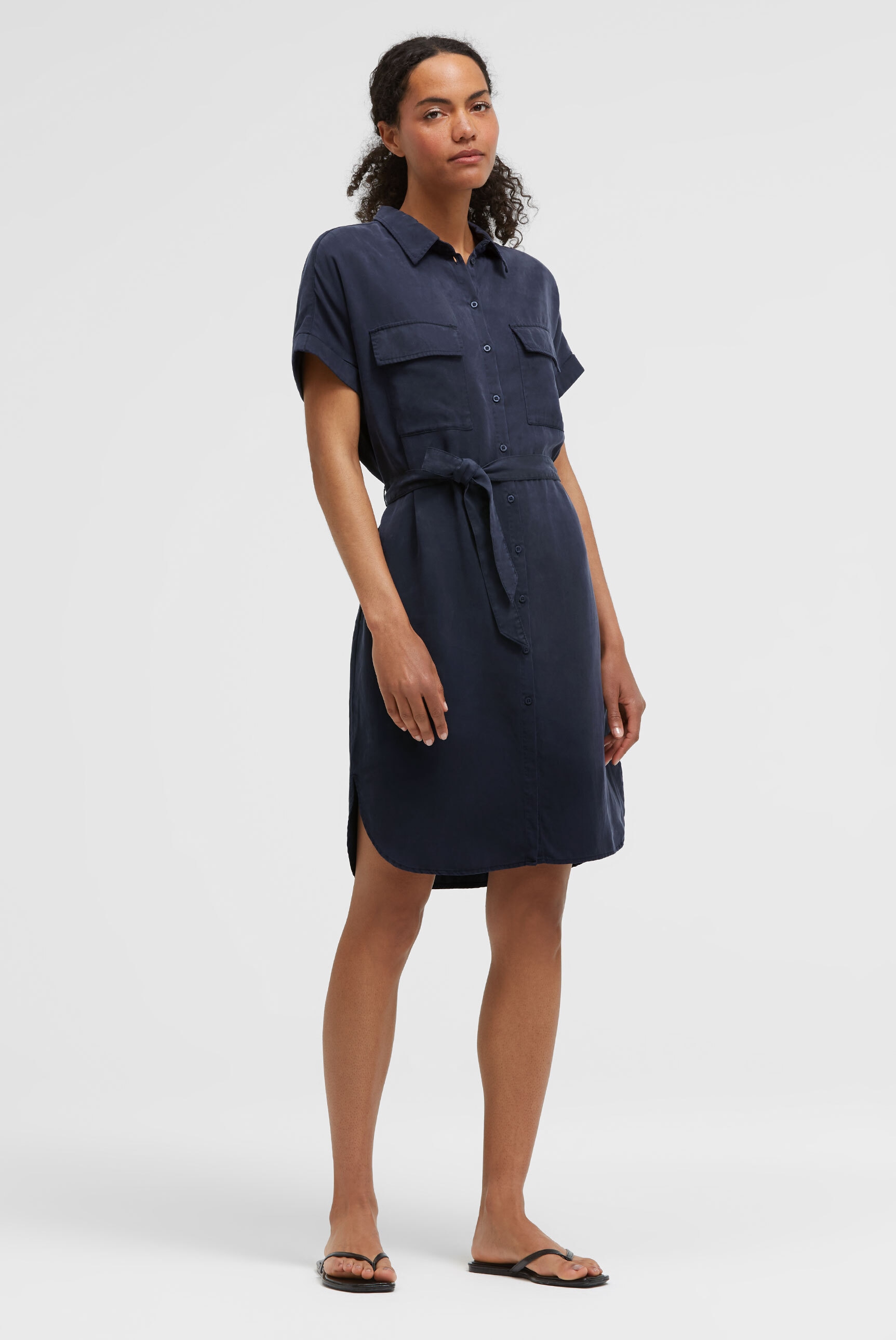 SENSES.THE LABEL Sommerkleid Klappentaschen mit Bindegürtel