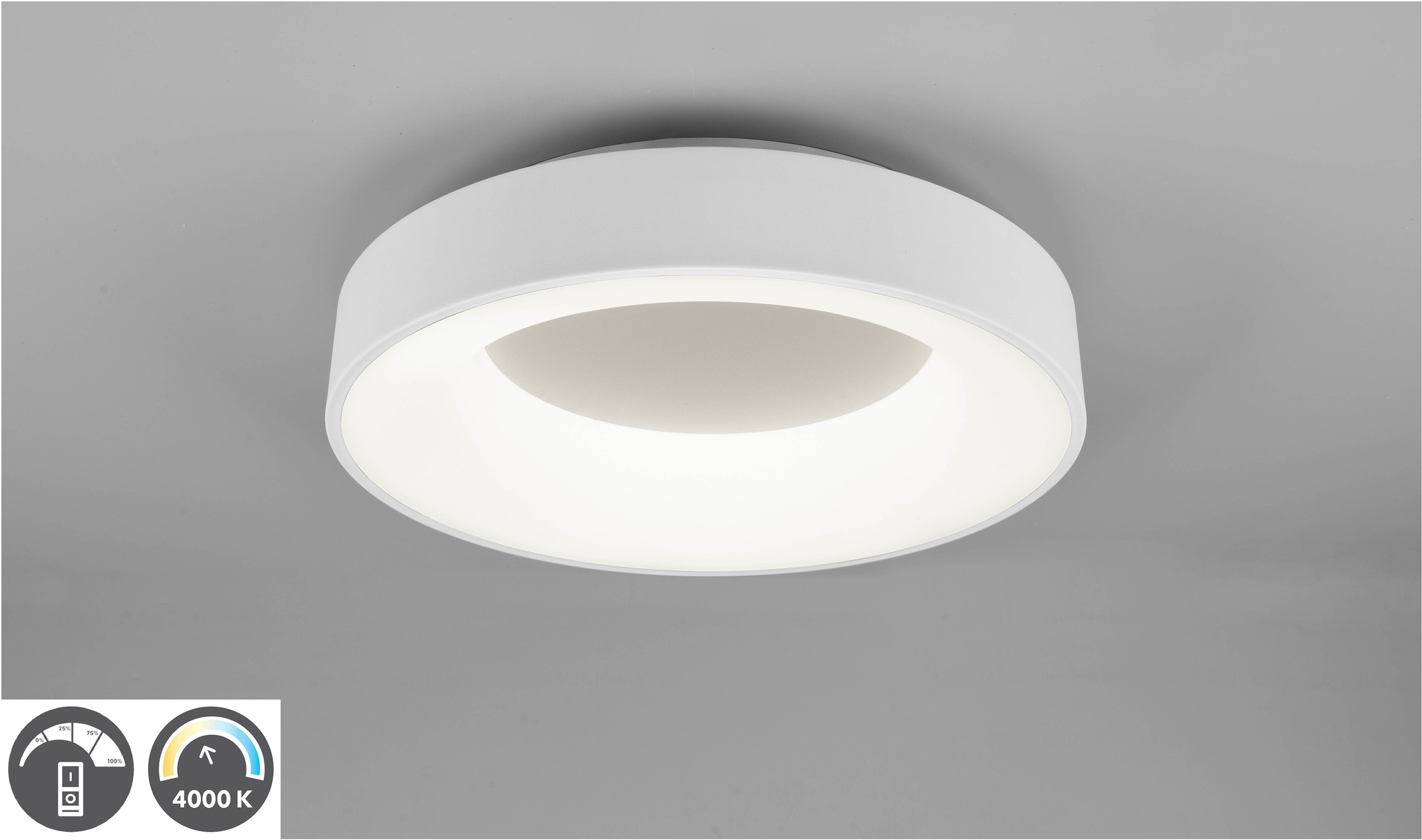 TRIO Leuchten LED Deckenleuchte »GIRONA«, 1 flammig-flammig, mit Switch Dimmer dimmbar über Wandschalter, 4000K, 3200 Lm