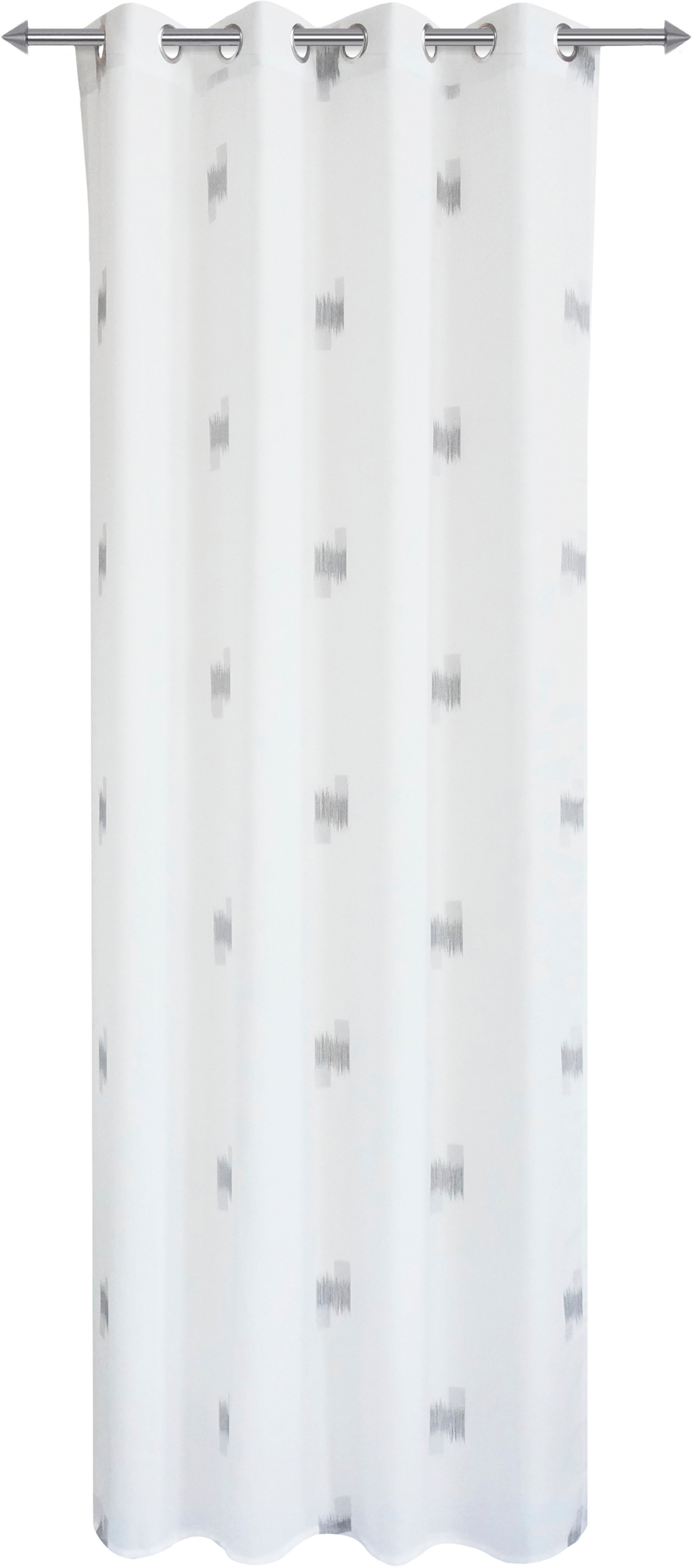 Thumbnail - decolife Gardine "Toja" Ösen 1 Stk. tlg. Ösenschal weiß mit grauem Print