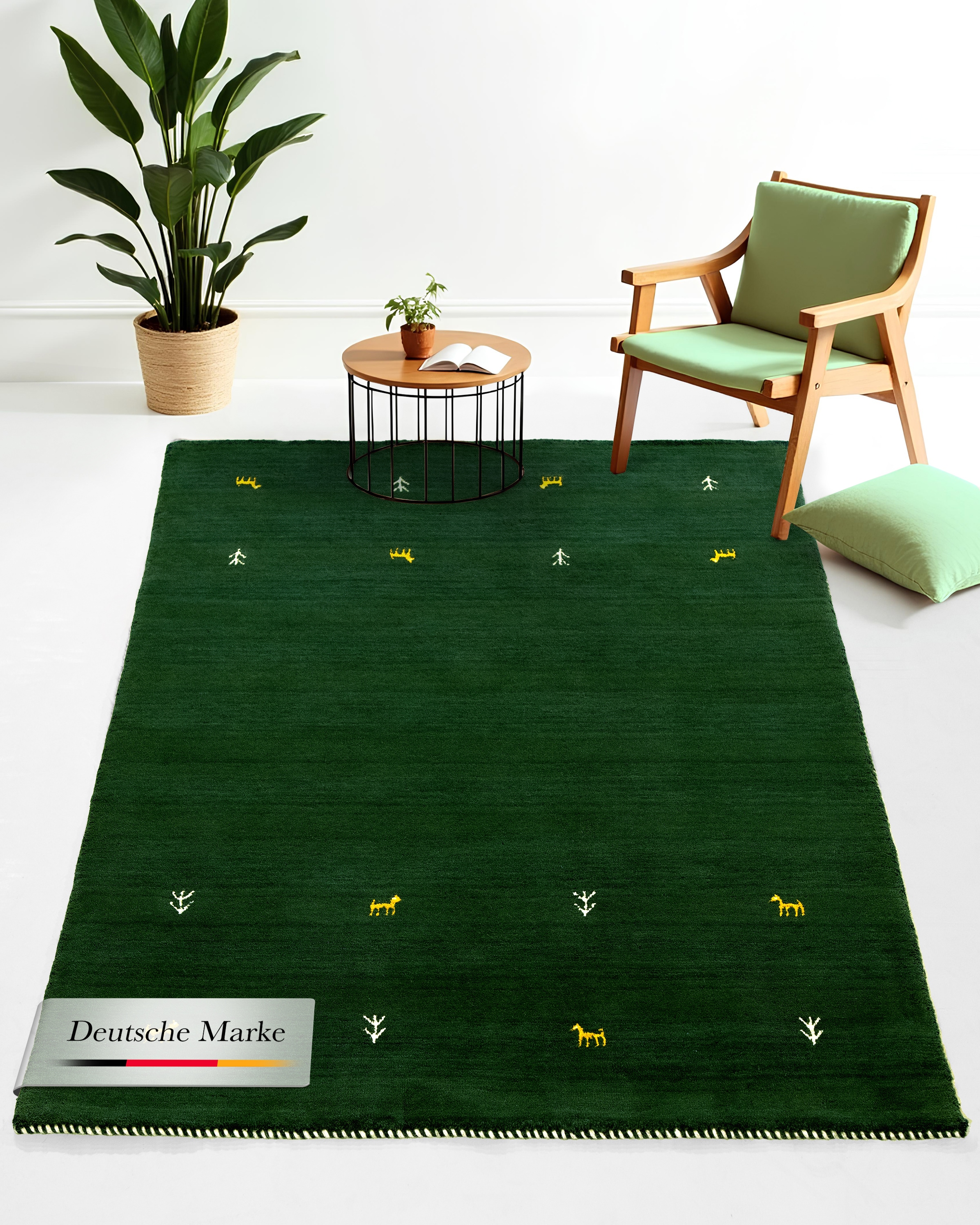 carpetfine "Gabbeh Uni, auch als Läufer und Rund erhältlich" rechteckig 15 mm Höhe reine Wolle, handgewebt, Gabbeh Loom Tiermotiv, große Farbauswahl