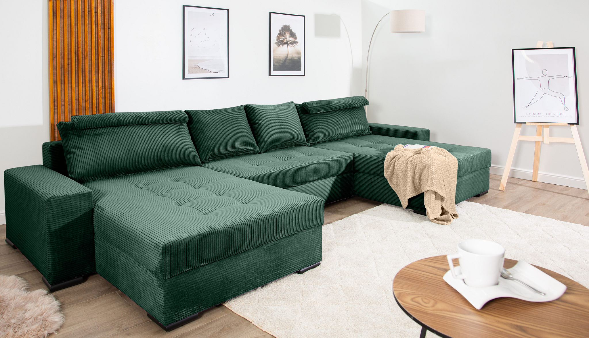 COLLECTION AB Wohnlandschaft "Josy XXXL-Relax U-Form, B: 352 cm" Schlaffunktion, Bettkasten & 2 Nackenkissen, Federkern