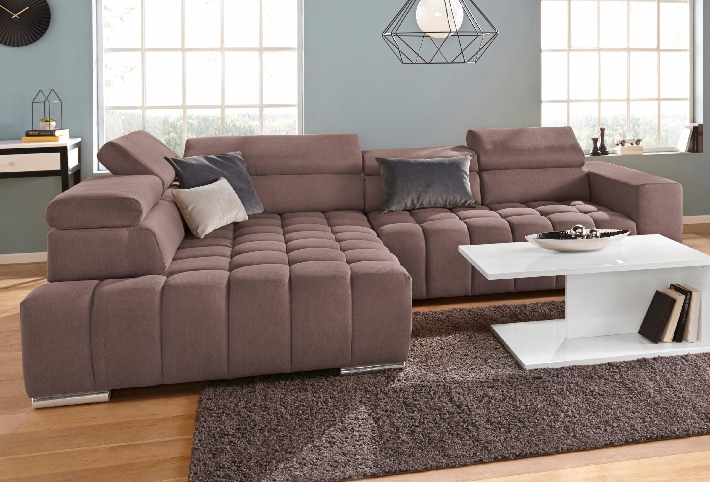 exxpo - sofa fashion Ecksofa Elias, L-Form, mit Kopf- bzw. Rückenverstellung, wahlweise mit Bettfunktion