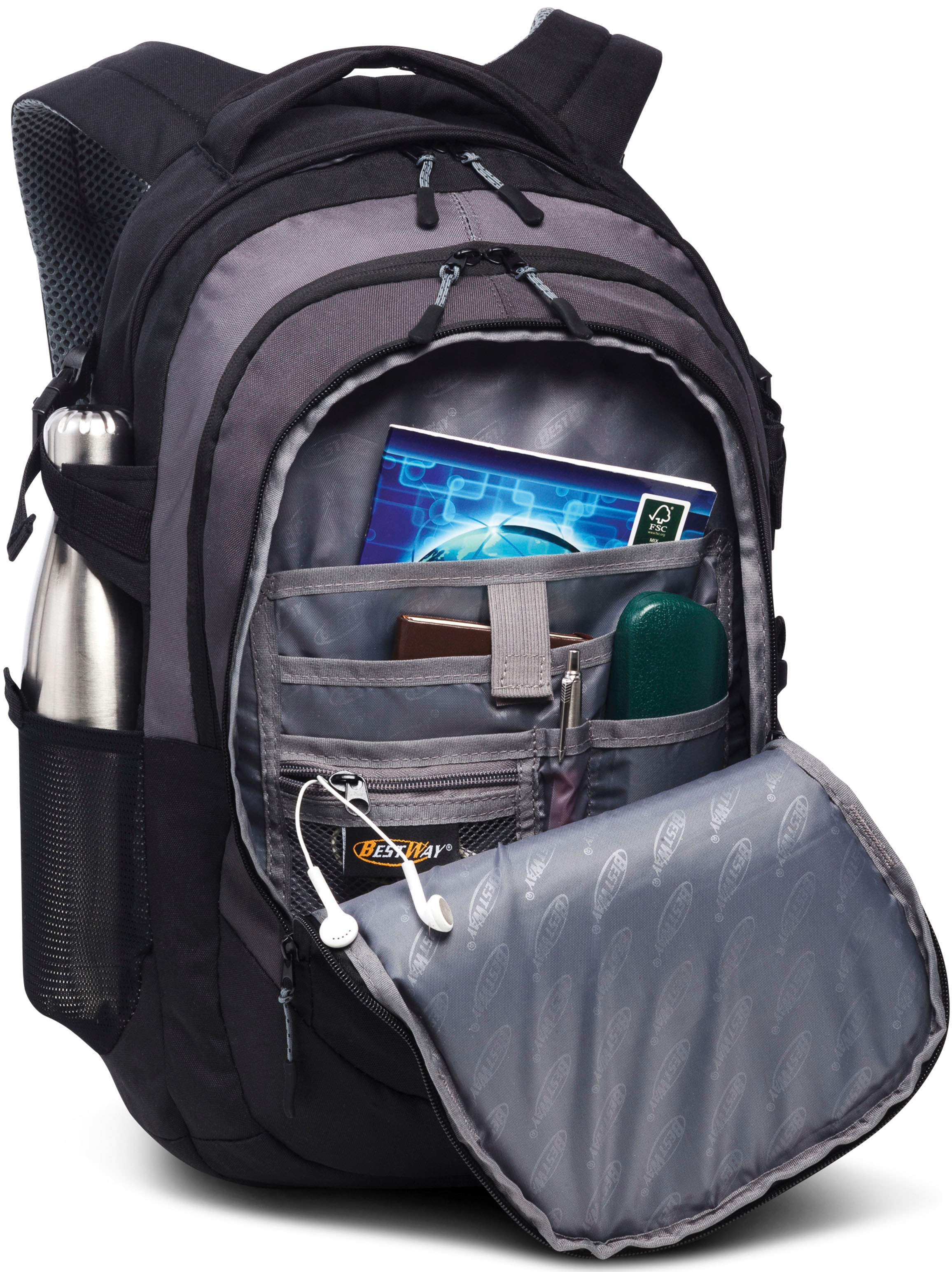 BESTWAY Schulrucksack schwarz/zement«, | Laptopfach mit »Evolution gepolstertem Air, 15 bestellen BAUR Zoll