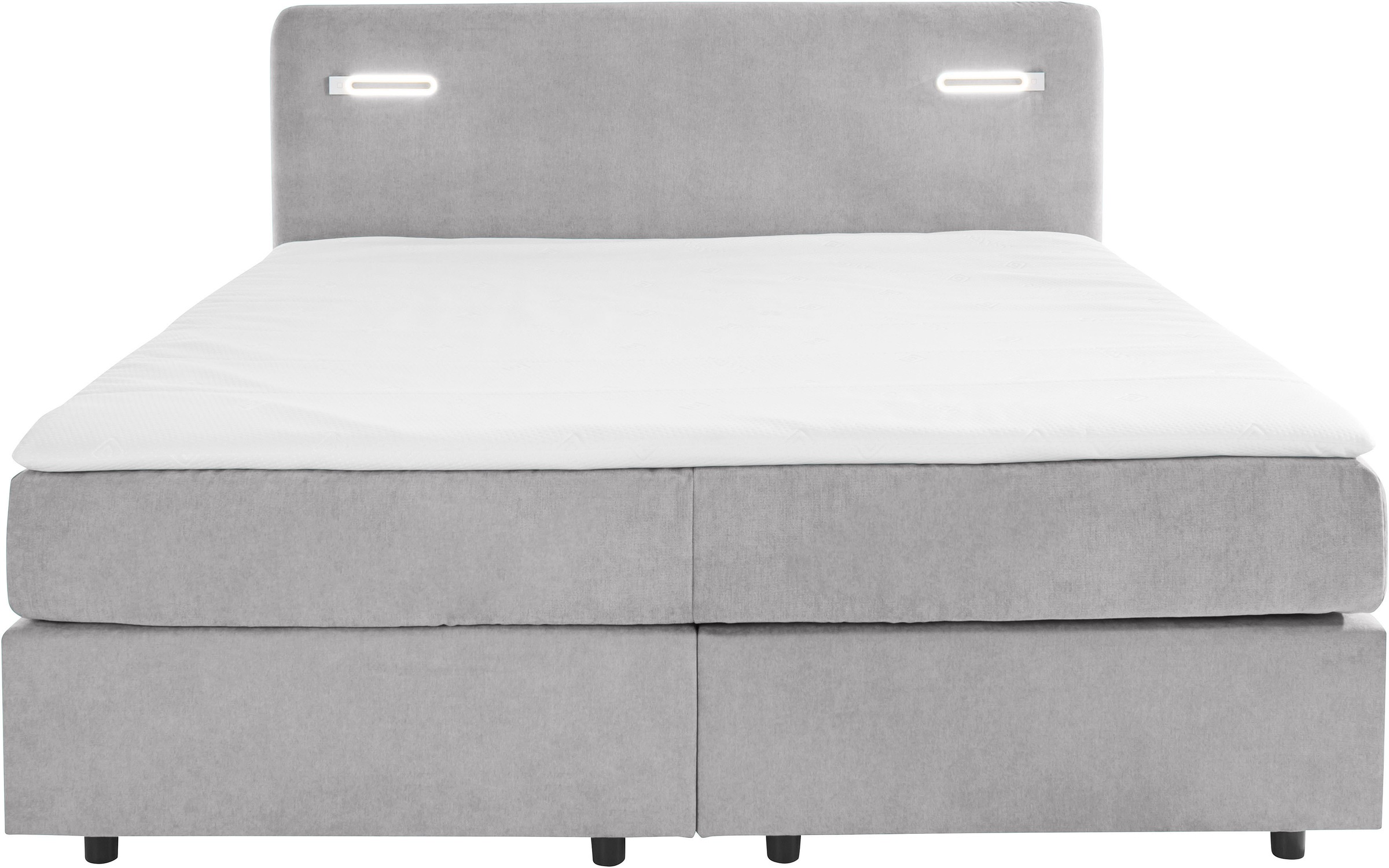Boxbett HOME AFFAIRE "Luan", grau (platinum), B:187cm L:211cm, Komplettbetten, Boxspringbett, Schubkästen, LED-Beleuchtung und Topper, in Breite 120 cm und 180 cm 2