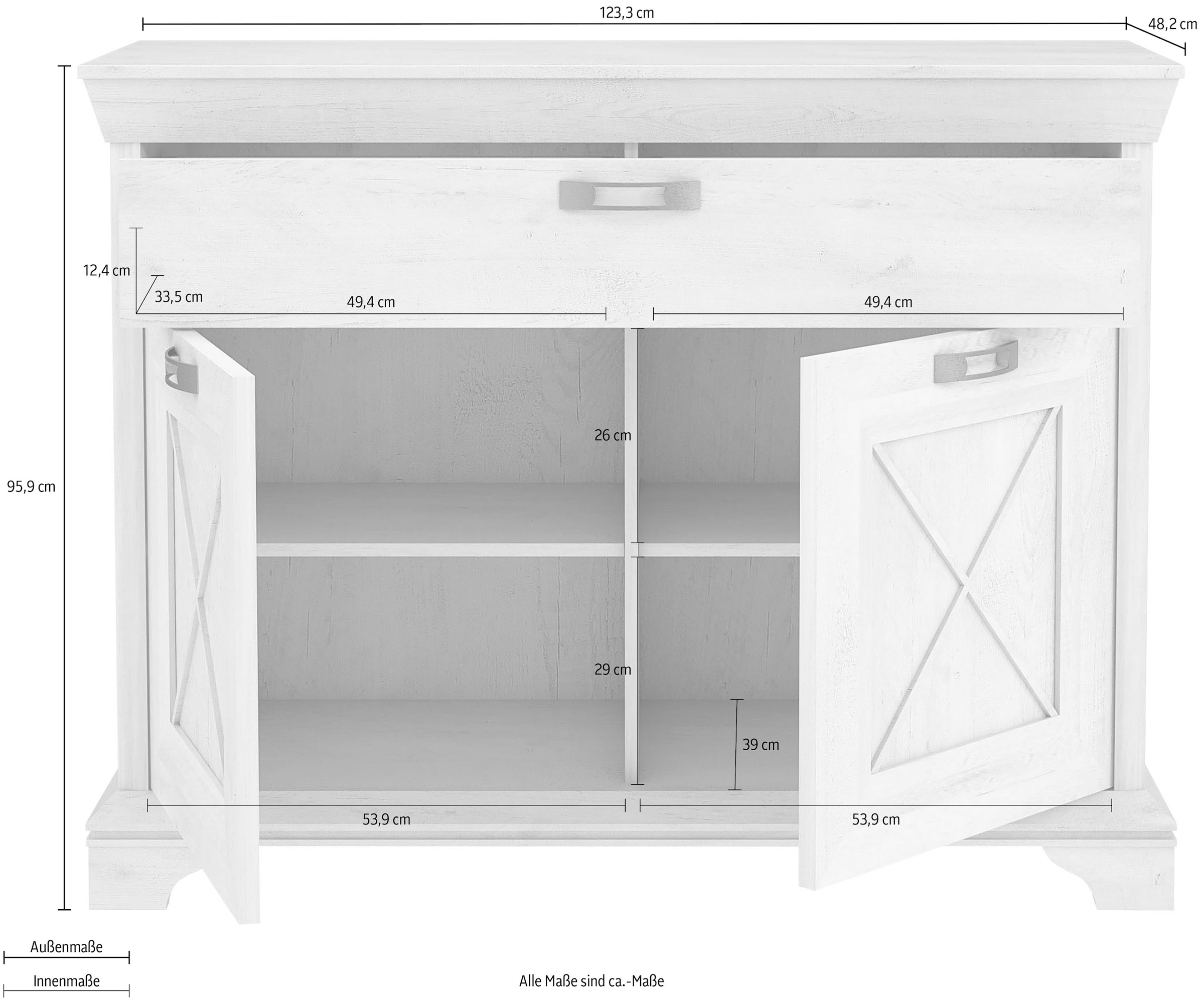 FORTE Kommode »Kashmir«, Breite 123 cm | BAUR