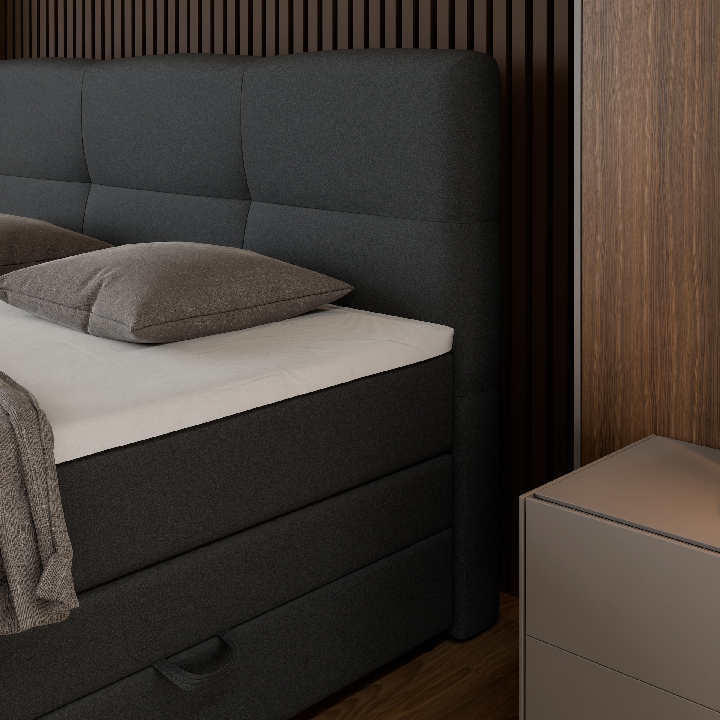 FORTE Boxspringbett »STAR erhältlich in den Breiten 140cm, 160cm & 180cm, inkl. Bettkasten« inkl. Fußteil, erhältlich in verschiedenen Farben