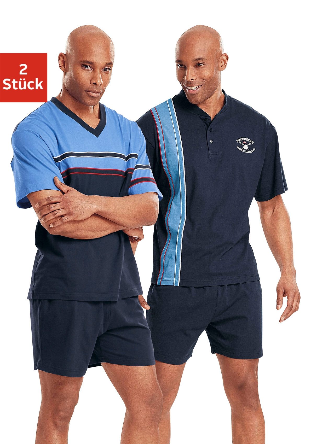 le jogger Pyjama Packung, 4 tlg. kurzer Schlafanzug mit V-Auschnitt