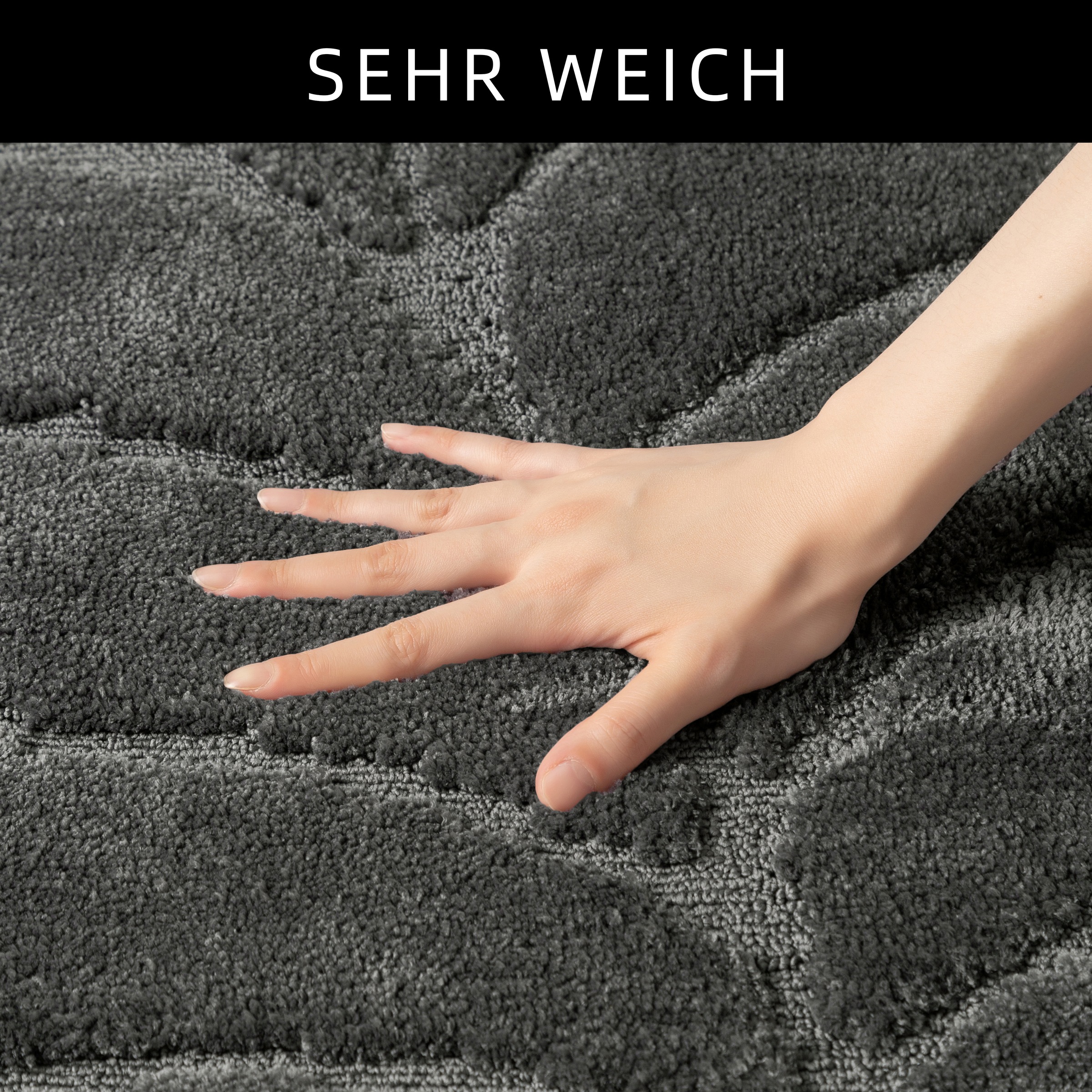 my home Badematte »Epense, Badvorleger, Badezimmer Teppich, Duschvorleger«, fußbodenheizungsgeeignet-schnell trocknend, Badteppich, Uni Farben, Blätter, Hoch-Tief Effekt