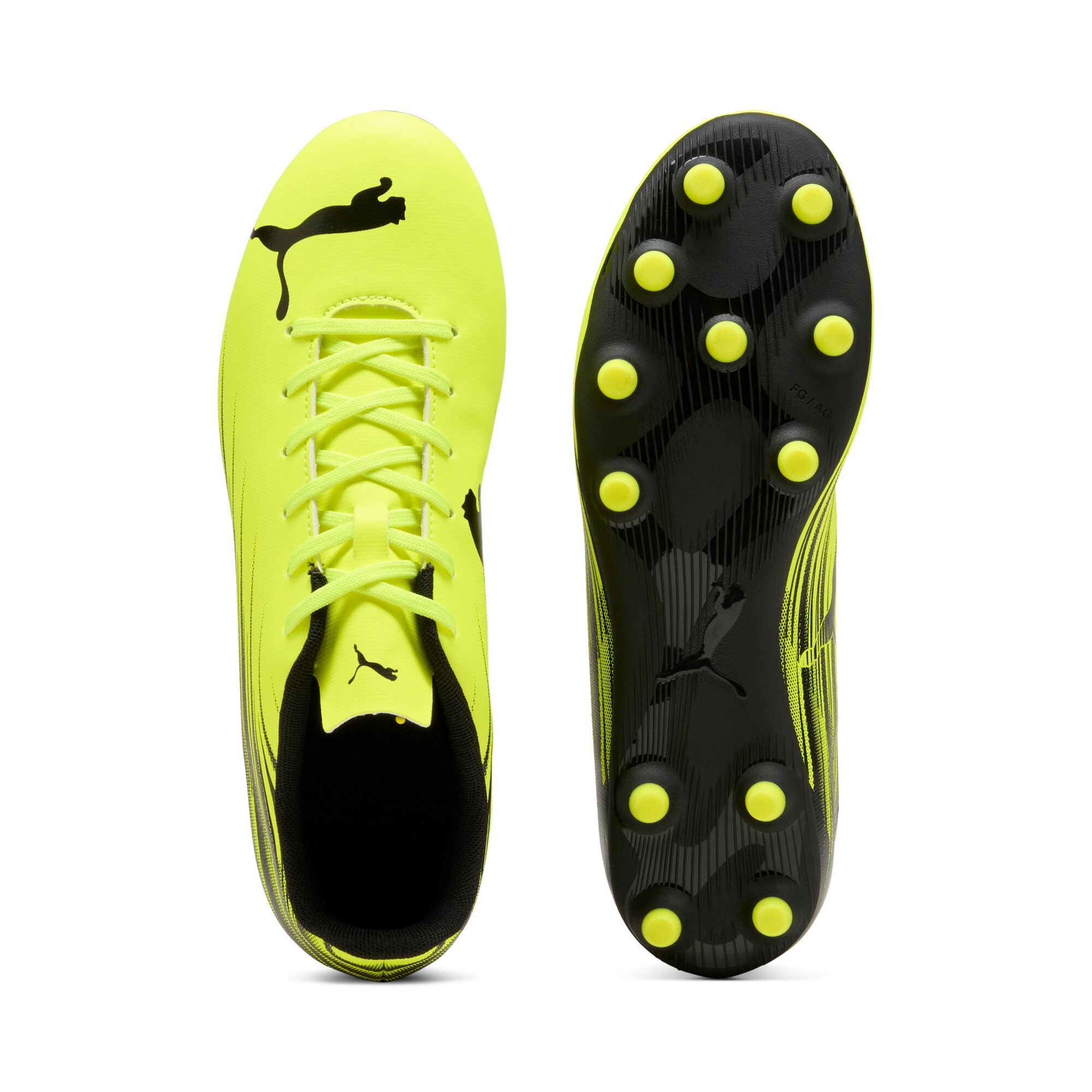 Fußballschuh PUMA "ATTACANTO II FG/AG", Herren, Gr. 41, gelb alert, puma schwarz, Synthetik, bedruckt, Schuhe Fußballschuh, für Rasenplätze, mit weichem Synthetik-Obermaterial, mit Schnürung 3