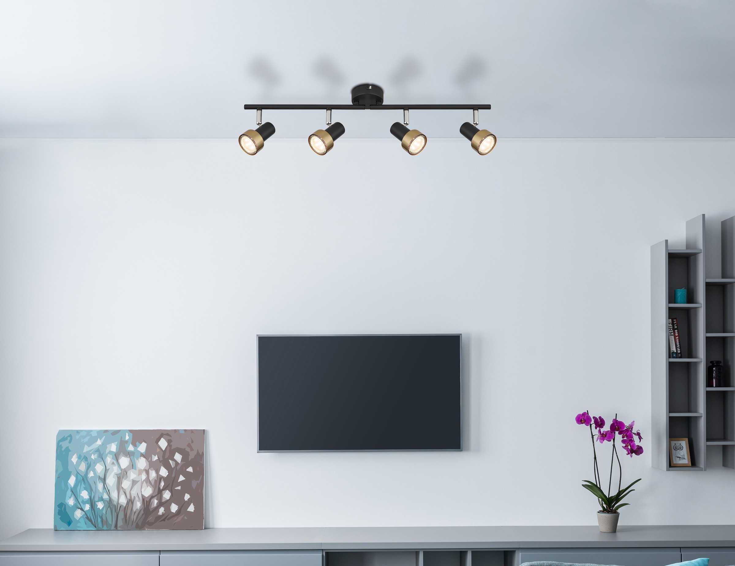 GLOBO LIGHTING Deckenstrahler »MASON«, Leuchtmittel GU10 | ohne Leuchtmittel, Deckenspot/schwarz/antik/goldfarben/Dreh-/Schwenkbar/Flur