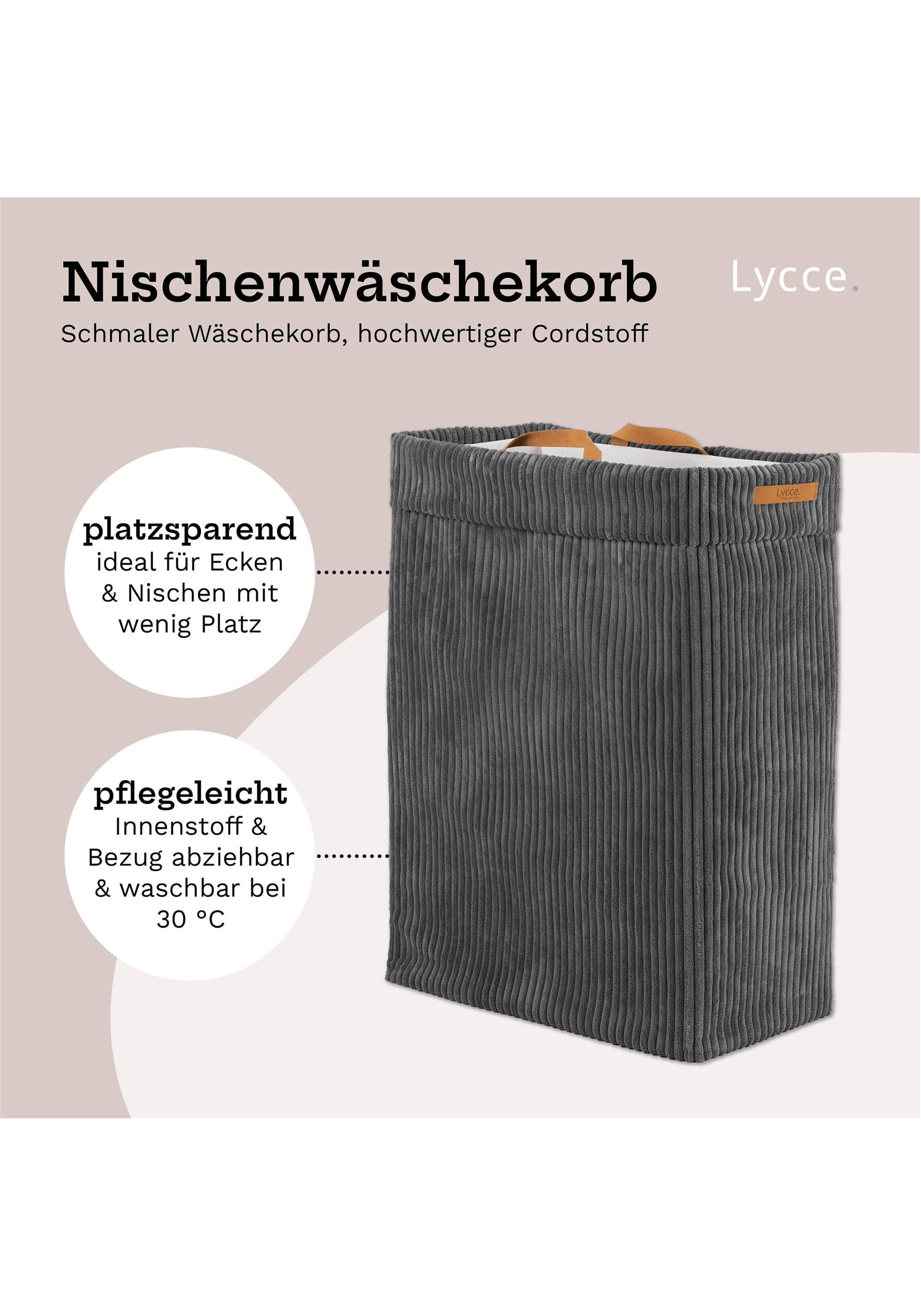 Lycce Wäschekorb »Wäschekorb Nischenwäschekorb Cord 1er Pack«