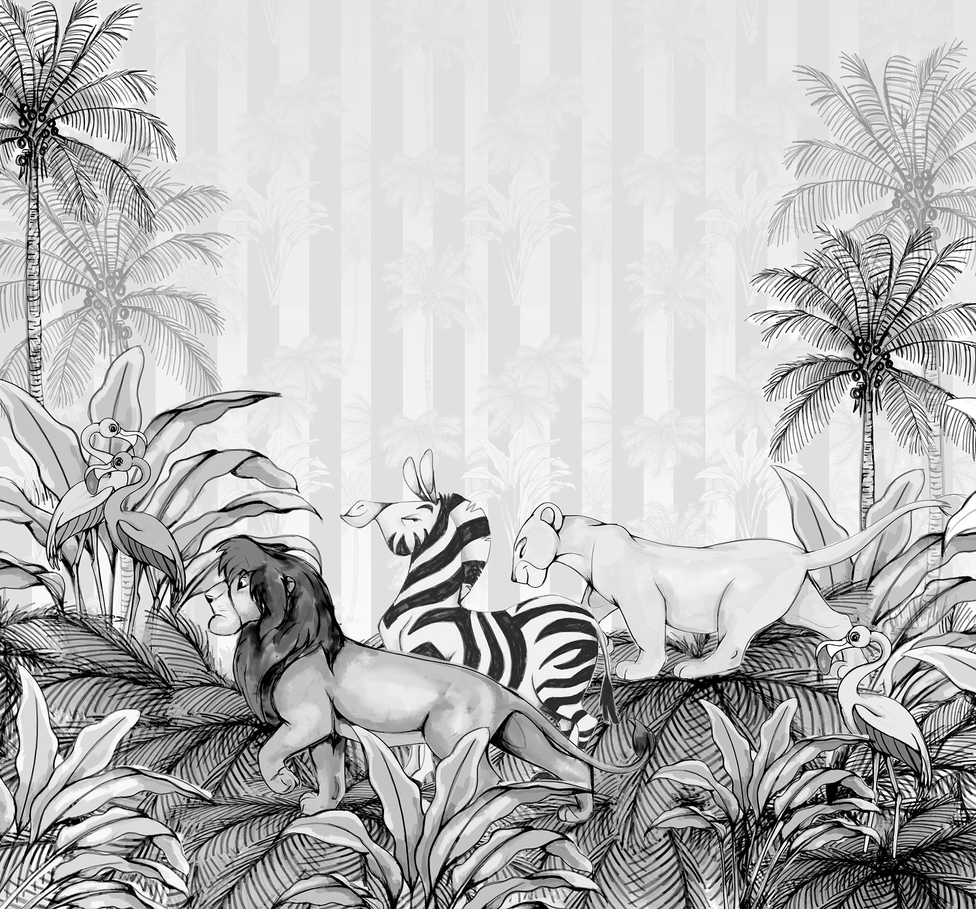 Komar Vliestapete "Lion King Monochrome", 300x280 cm (Breite x Höhe)