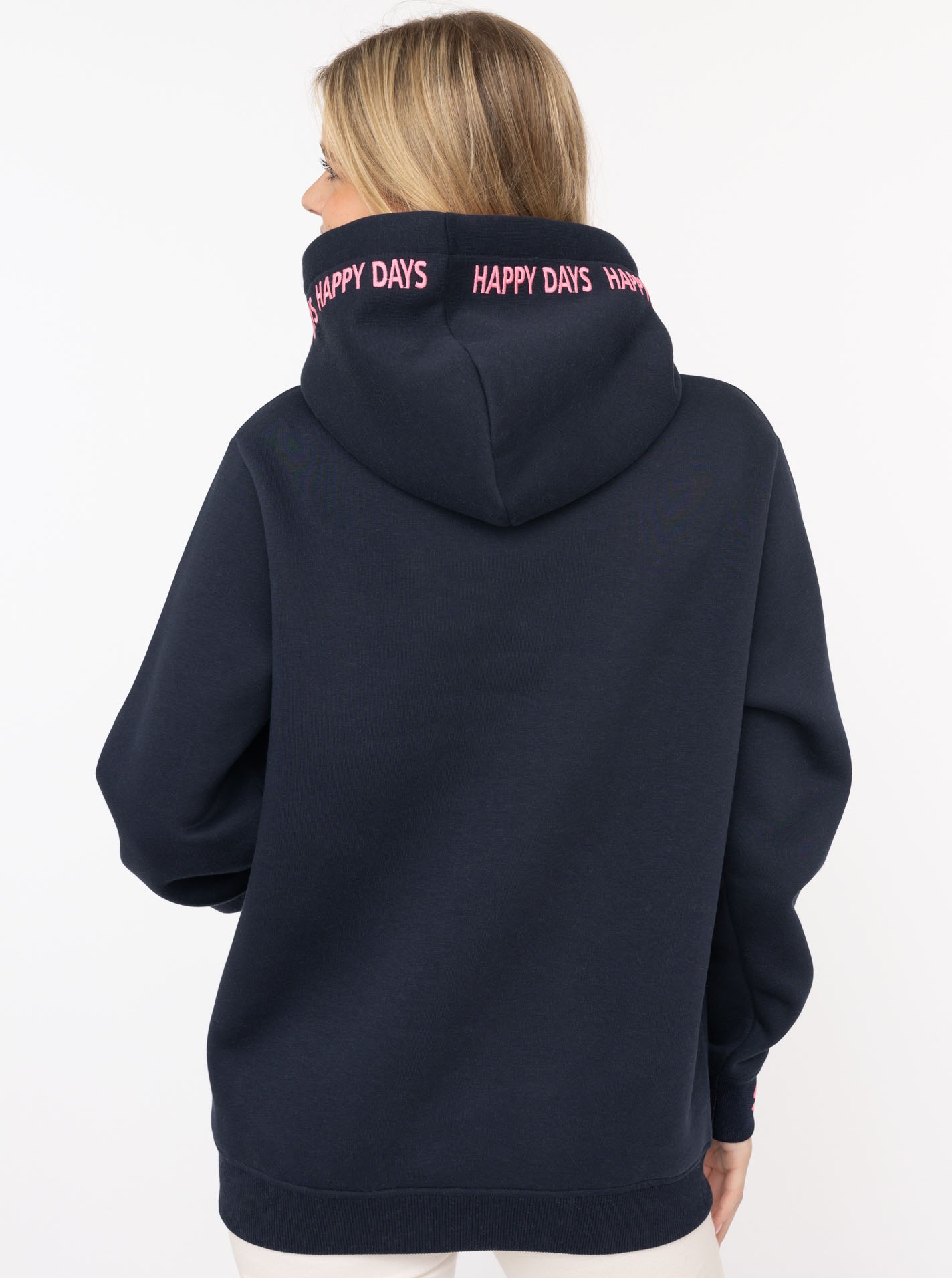 Zwillingsherz Hoodie ""Happy Days"", mit gestickten pinken Details günstig online kaufen
