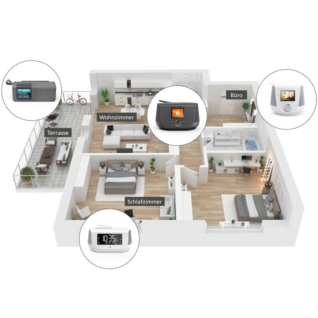 Hama Digitalradio (DAB+) »DAB Digital Radio, Radiowecker, DAB+/FM/Bluetooth DR36SBT Ladefunktion«, (Digitalradio (DAB+)-FM-Tuner 4 W)