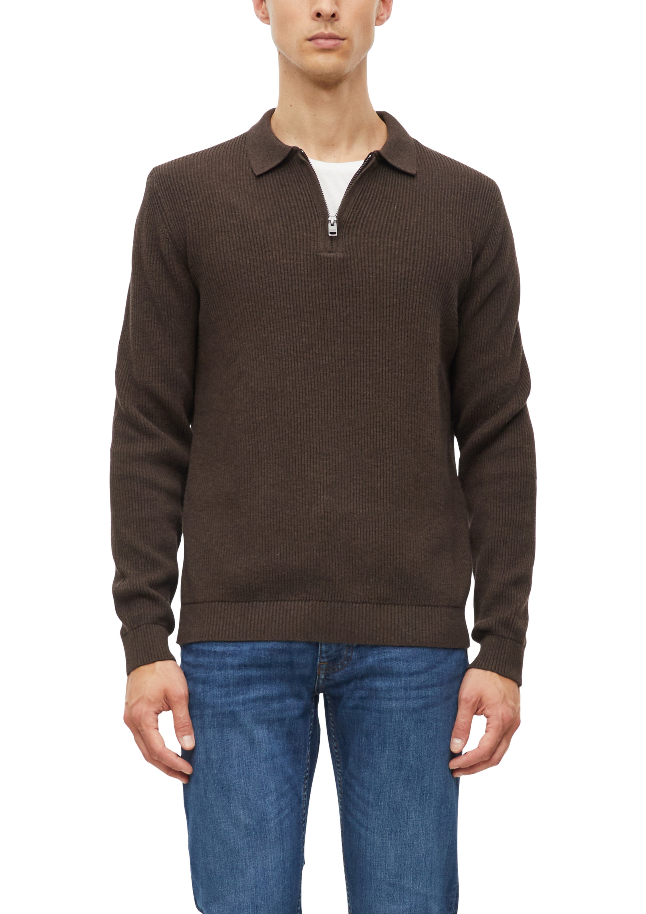 s.Oliver Strickpullover Winterpullover im Troyerlook und mit Hemdkragen