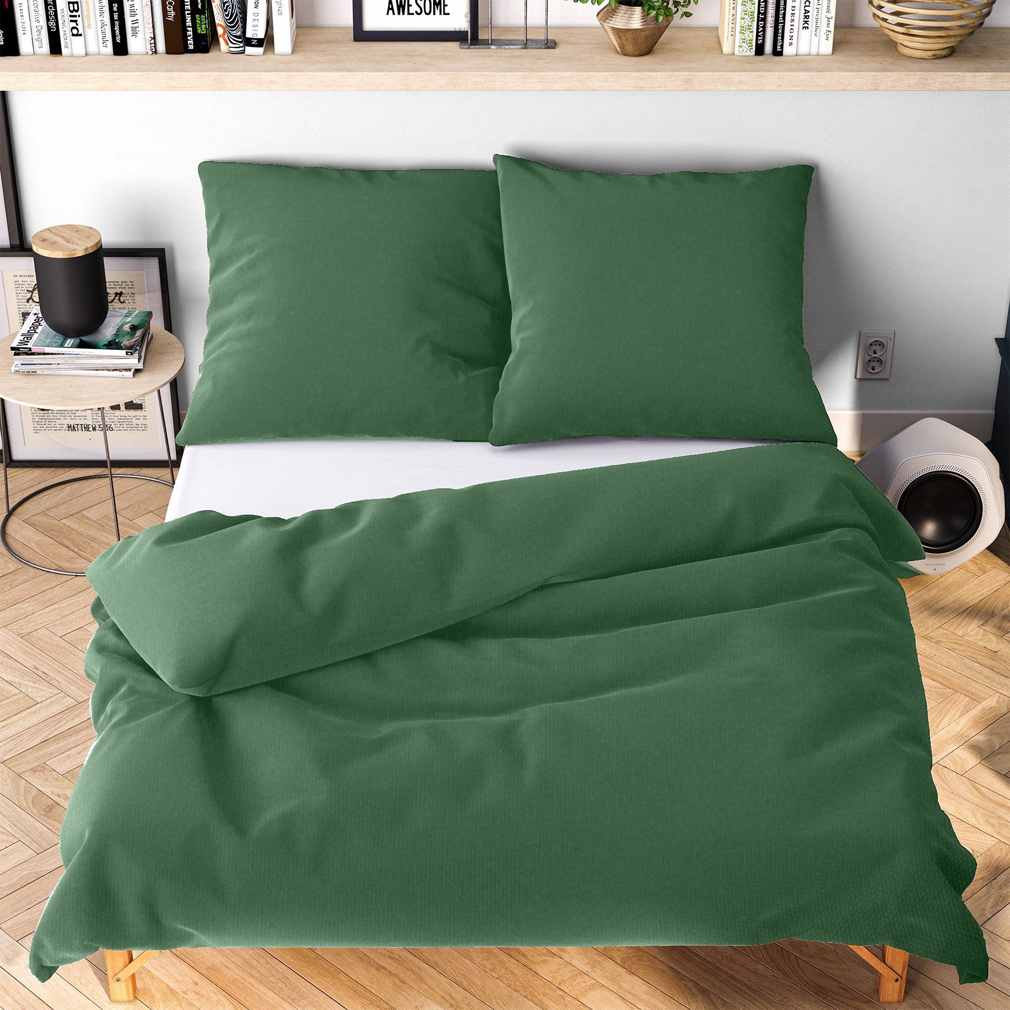 Bettwäsche WOLKENFELDgrun, Microfaser, Obermaterial: 100% Polyester, Bettwäsche, "Allergiker Bettwäsche, unfassbar weich", 135x200 cm, 155x220 &