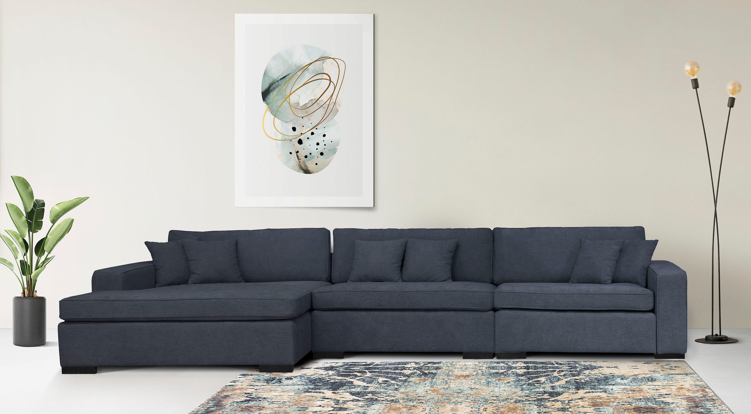 Home affaire Ottomane "Skara L-Form", Lounge-Sofa mit Federkernpolsterung, günstig online kaufen