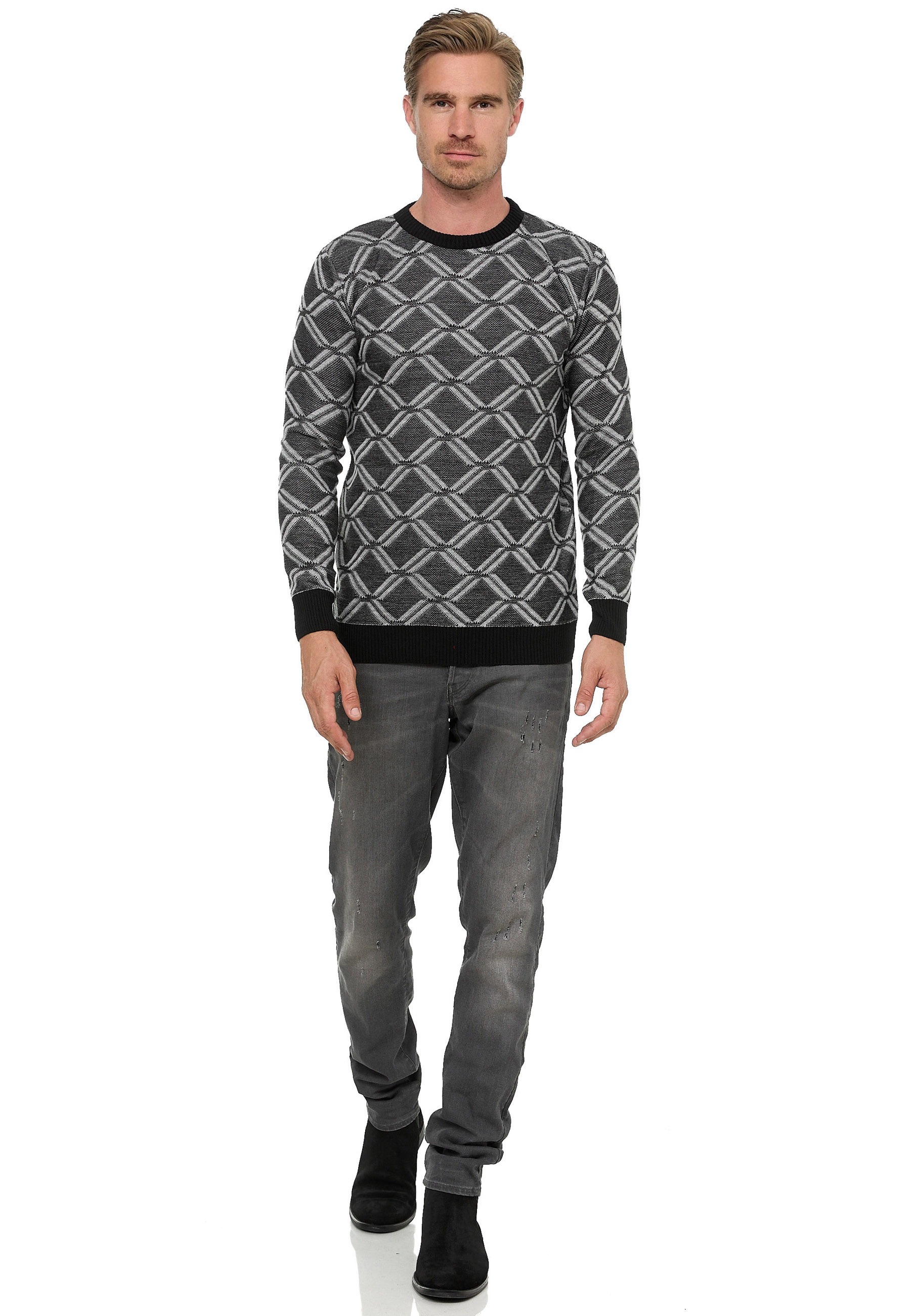 Rusty Neal Strickpullover in tollem Karo-Design günstig online kaufen