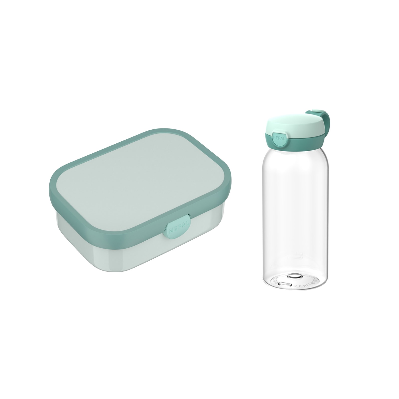 MEPAL Lunchbox "Lunchset (Flasche mit Klappdeckel) Campus 600 ml + 750 ml 2er Set", B/H/L: 10,8cm x 21,8cm x 21,8cm, grün,