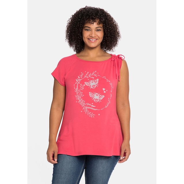 sheego by Joe Browns T-Shirt »Große Größen«, mit Frontdruck und geraffter  Schulter online bestellen | BAUR