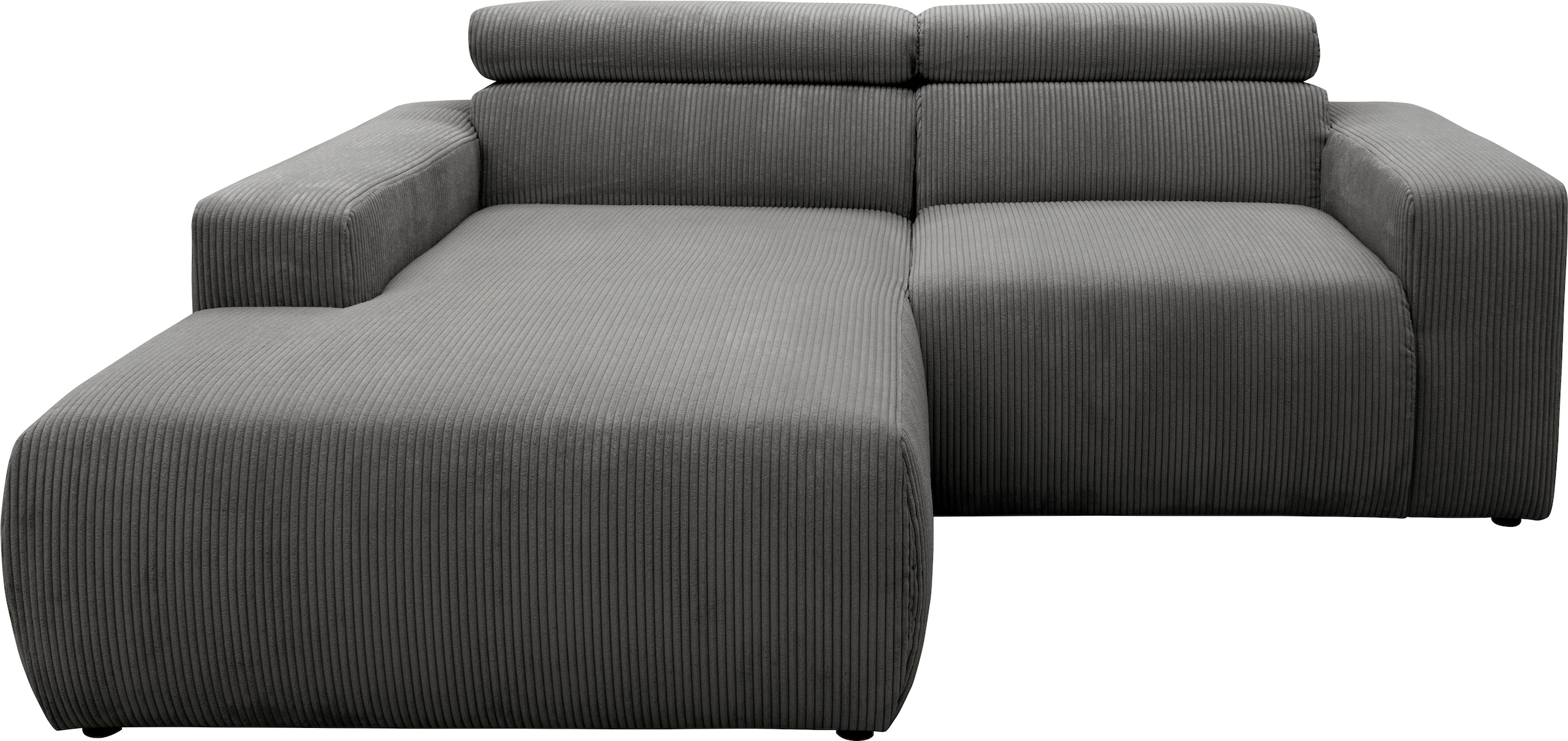 DOMO collection Ecksofa "Brandon B/T/H: 214/100/80 cm, L-Form", Cord, grau günstig online kaufen