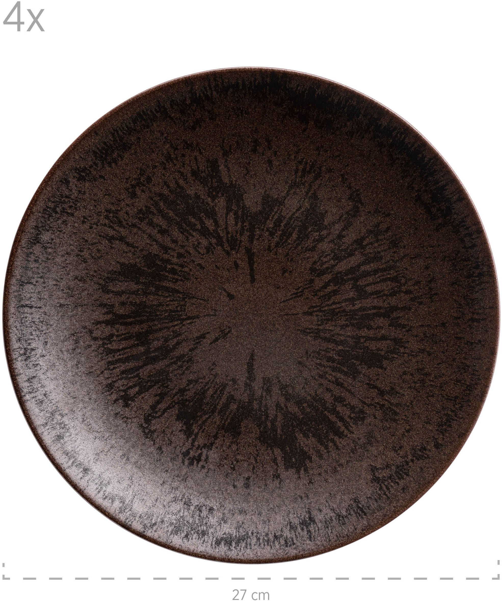 MÄSER Tafelservice »METALLIC BRONZE, aus Keramik«, (Set, 12 tlg.), Geschirr-Set, Service