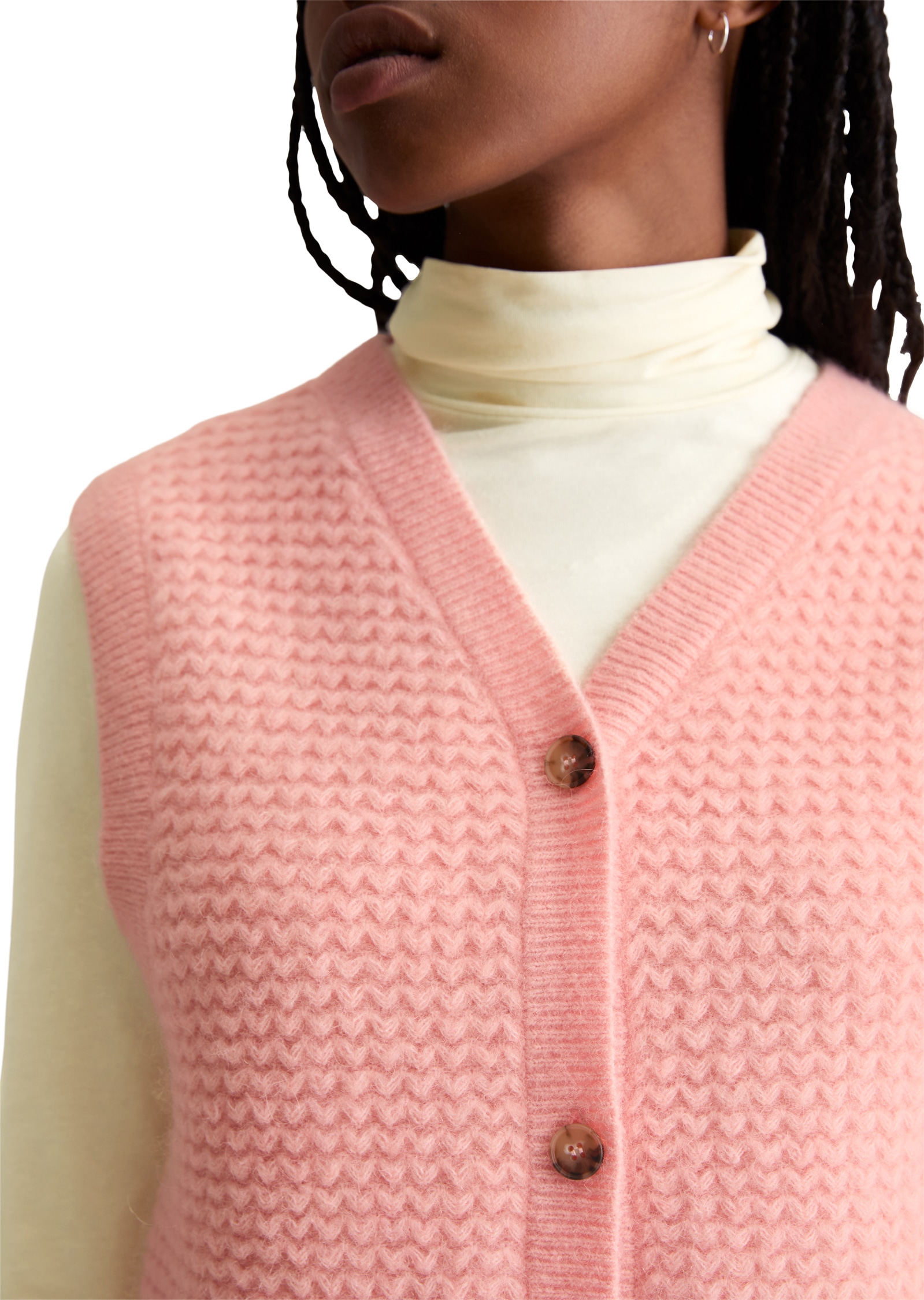 Marc O'Polo DENIM Pullunder mit Knöpfen, regular fit, aus Wolle-Mix, moderne Zickzack-Struktur