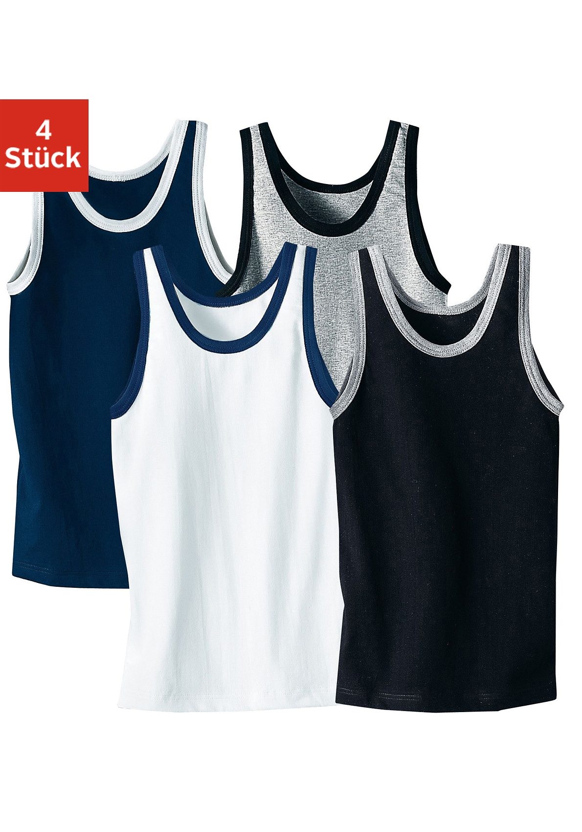 AUTHENTIC LE JOGGER Unterhemd "Achseltop" Packung, 4er Pack, 4 Stk. tiefer Rundhalsausschnitt, Tanktop