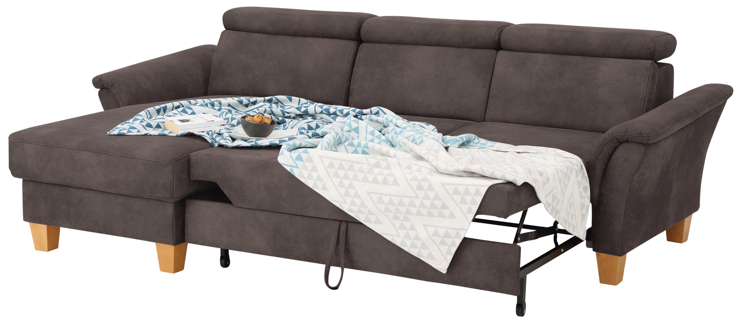 Home affaire Ecksofa »Conville L-Form«, Federkern, wahlweise mit Bettfunktion und Bettkasten bzw. Stauraum