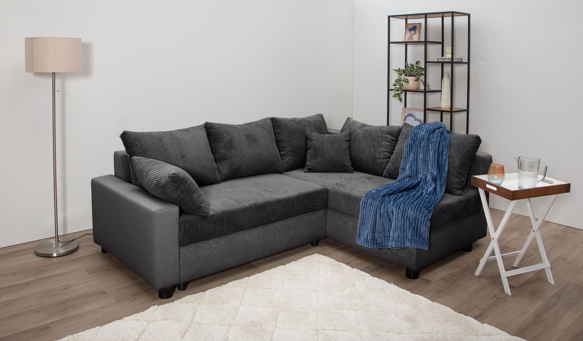 COLLECTION AB Ecksofa "Parma L-Form, B: 224 cm" Schlaffunktion, Bettkasten & 2 Zierkissen, Federkern