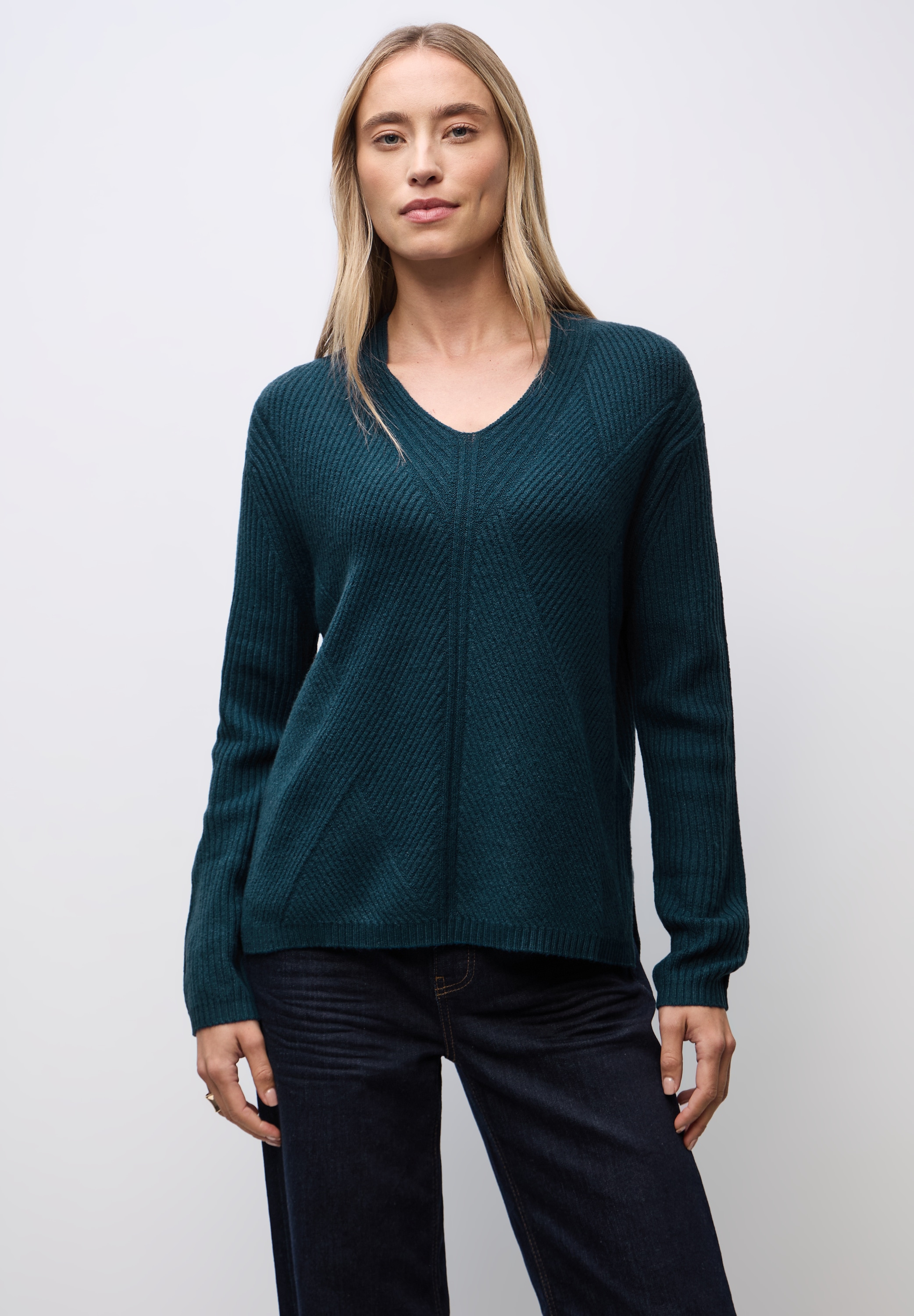 STREET ONE V-Ausschnitt-Pullover, in Unifarbe günstig online kaufen