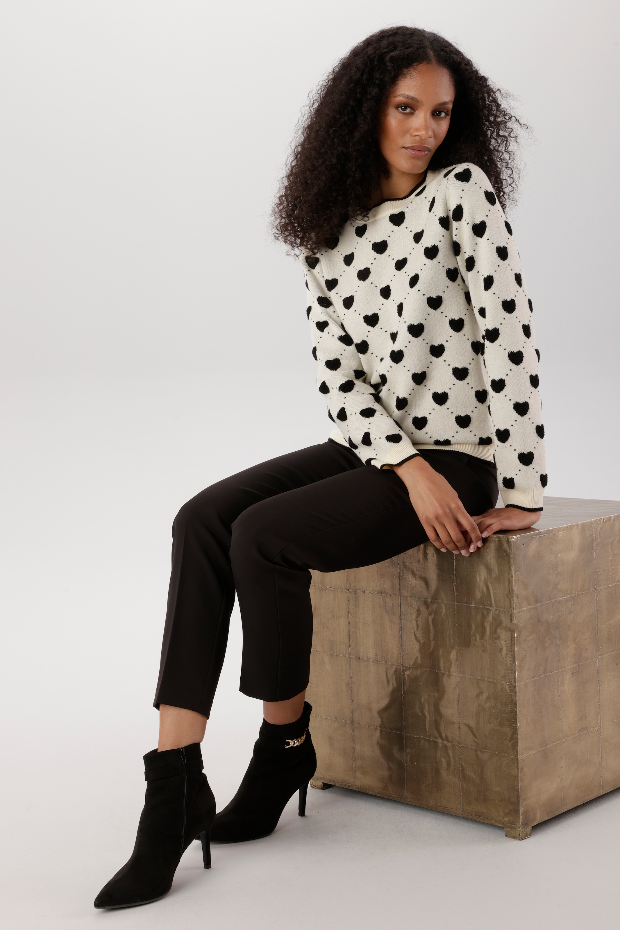 Aniston SELECTED Strickpullover mit eingestrickten Herzen und Punkten - NEUE KOLLEKTION