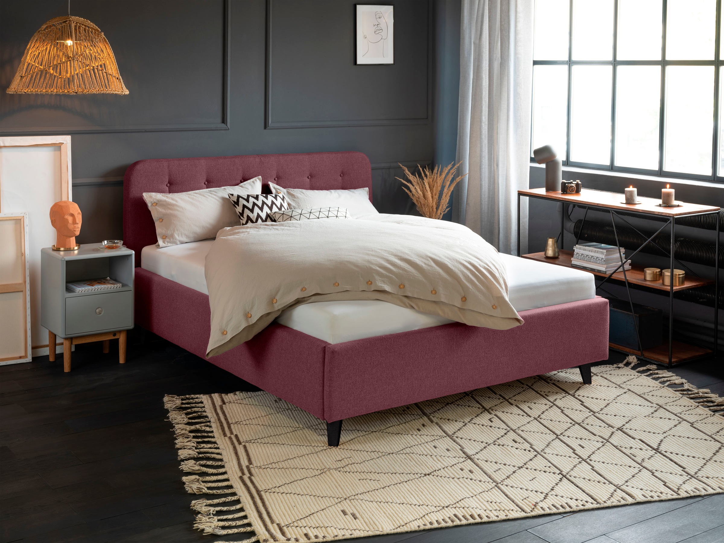 TOM TAILOR Polsterbett »NORDIC BED«, mit Knopfheftung im Kopfteil, Füße schwarz kaufen