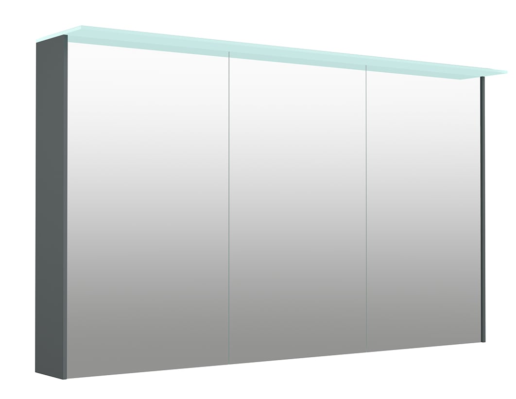 welltime Spiegelschrank "D-Line", Badmöbel, 121,5 cm breit, doppelseitig verspiegelt, LED-Beleuchtung
