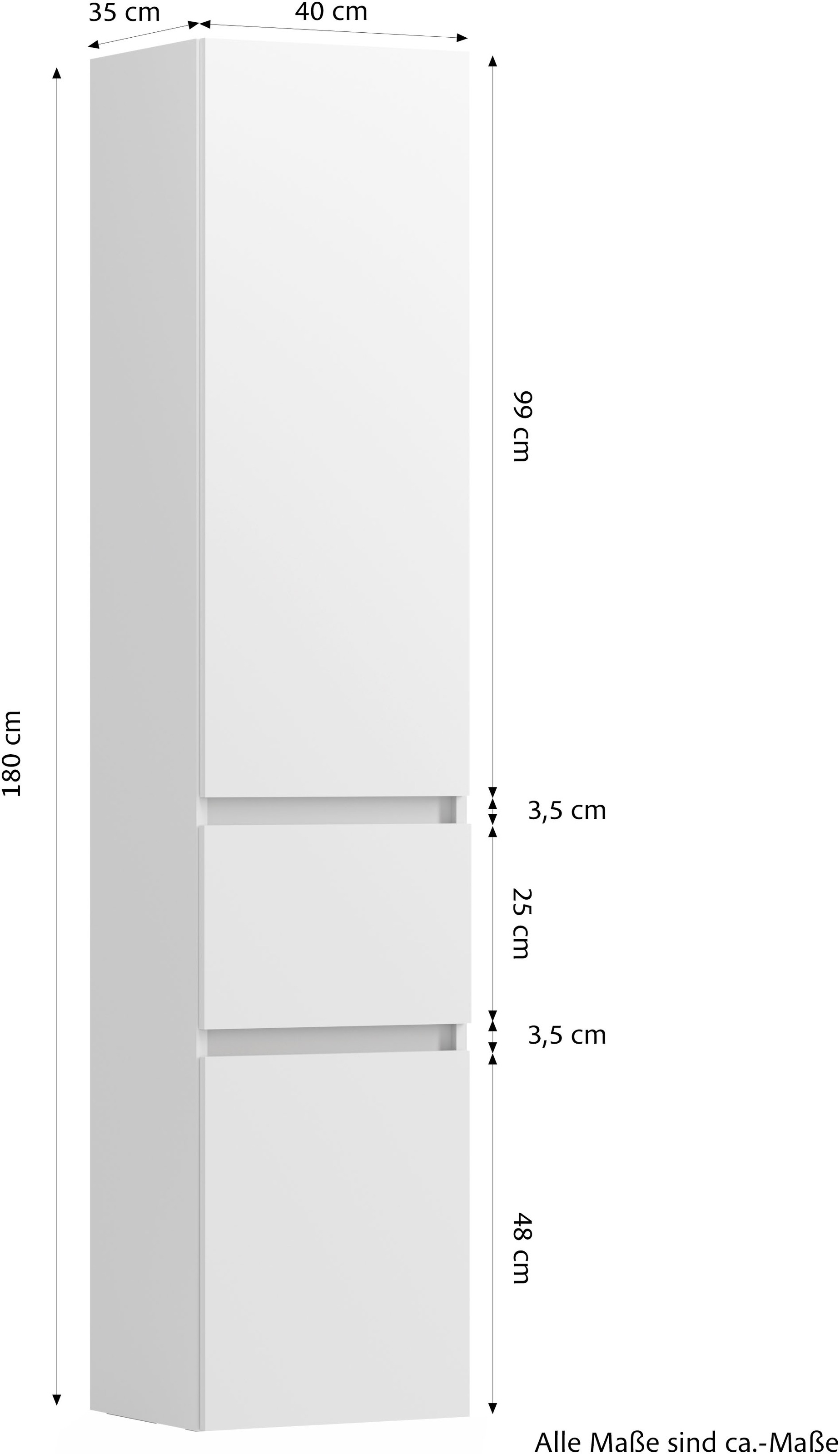 OTTO home Seitenschrank »BOZEN, Seitenschrank 40 cm« griffloses Design, Maße (B/T/H): 40/35/180 cm